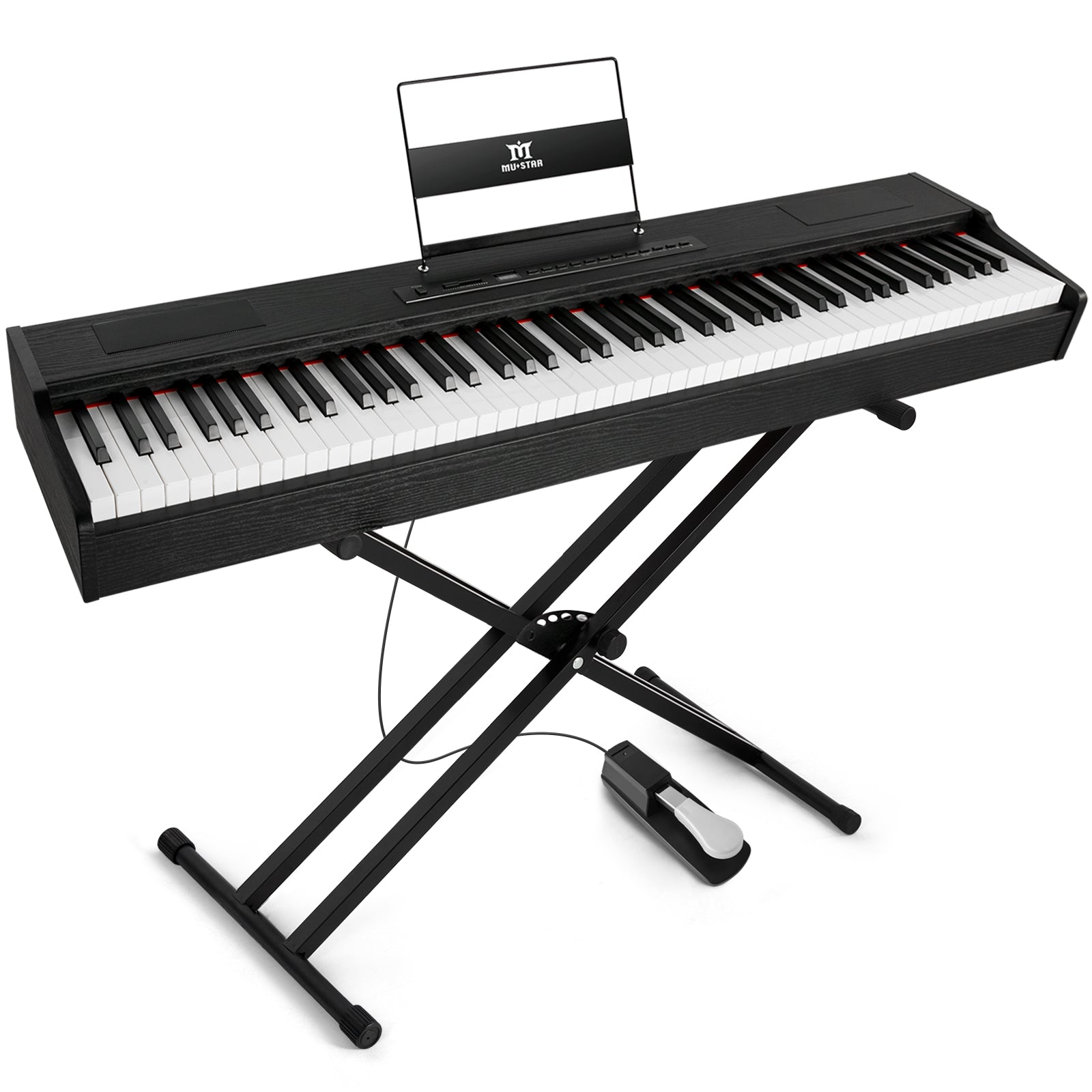MUSTAR MDP-1200, 88 Key Weighted Digital Piano, Wooden Electronic Keyboards, Hammer Action, Bluetooth Connection, MIDI, Sustain Pedal, 80 demo 600 rhythms 800 tones, Black