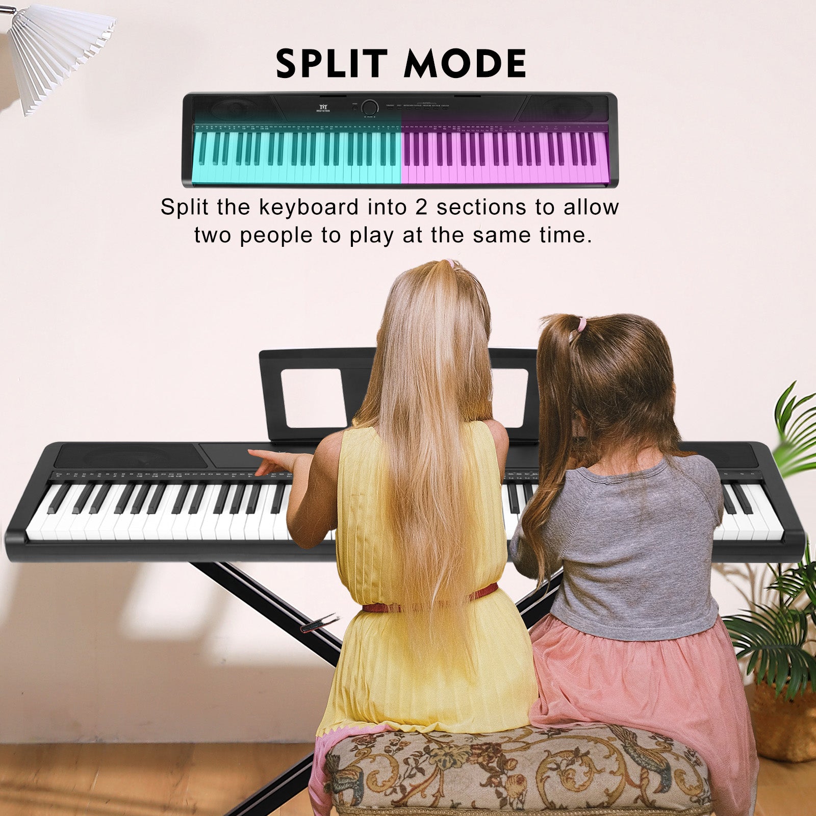 MUSTAR MEP-1100, 88 keys Digital Piano, Semi Weighted Keyboard Piano, Electronic Keyboards for Beginners, Sustain Pedal, USB/MIDI/Bluetooth, ABS, 128 Rhythms, 2 built-in 25W Stereo Speakers, Black