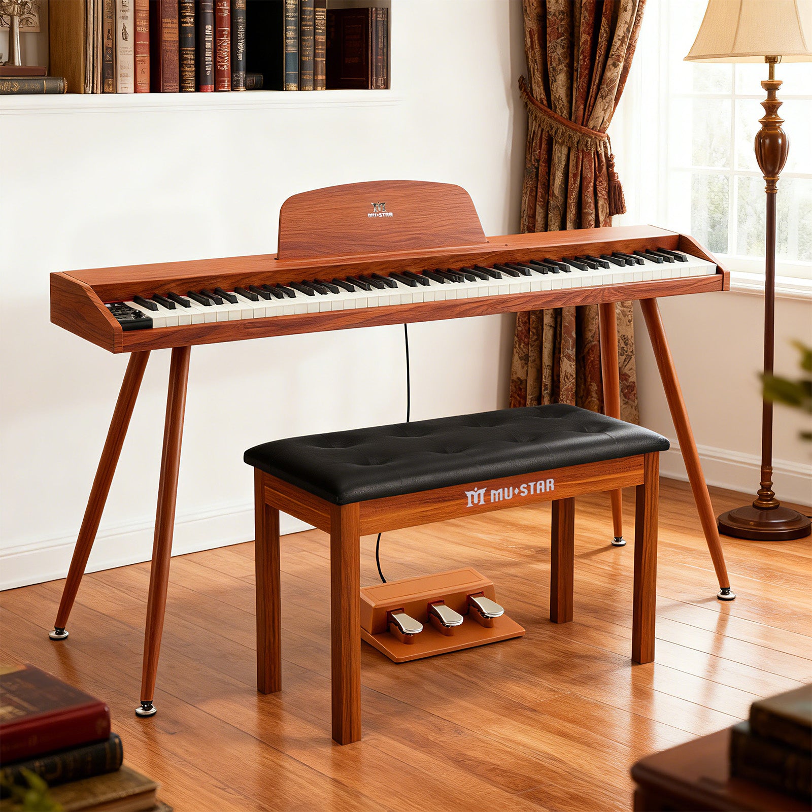 MUSTAR MEP-2300 88-key Semi-Weighted Digital Piano| Brown FSC Wood