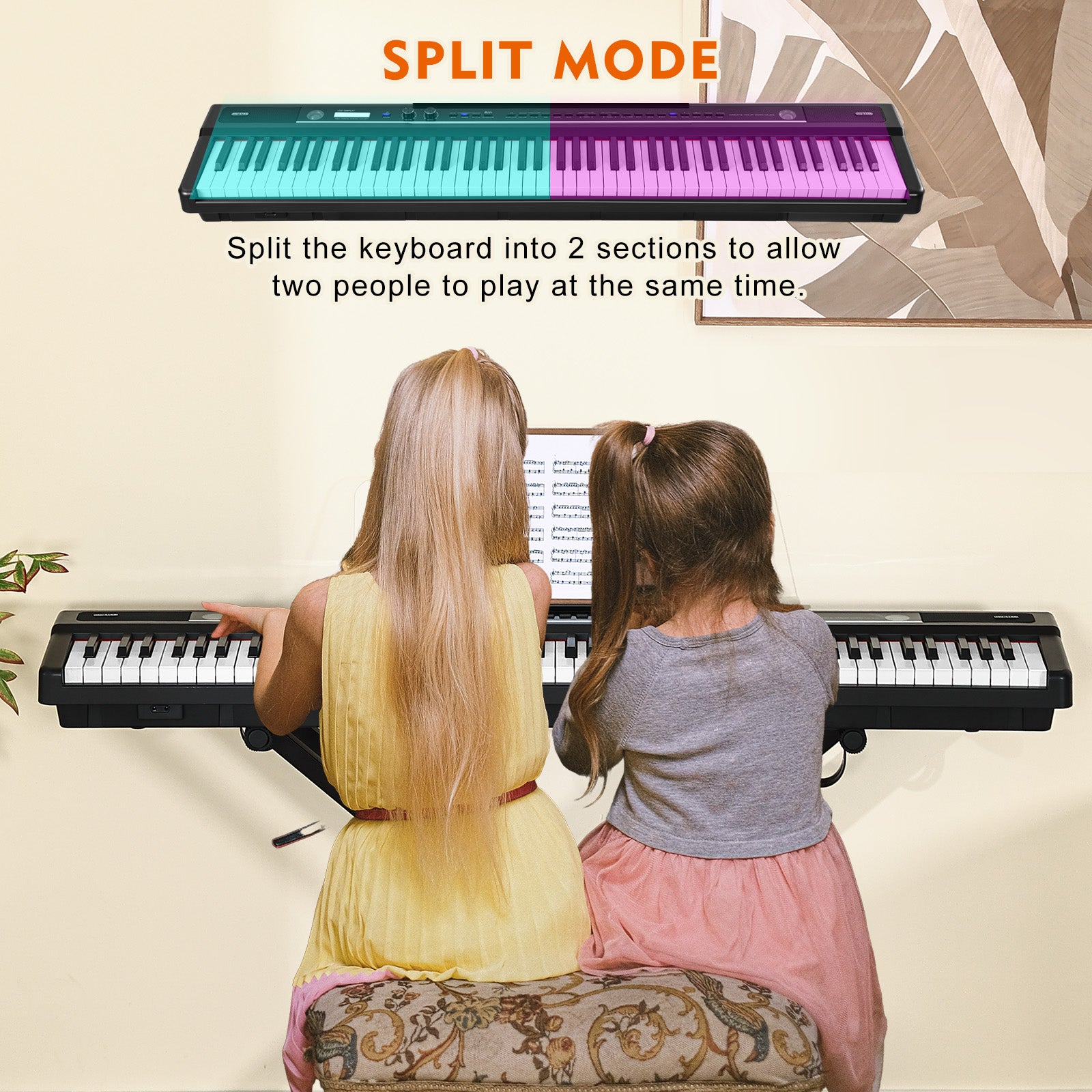 MUSTAR MEP-1700, Semi Weighted Digital Piano, 88 Keys Electronic Keyboards, LCD/ Bluetooth/ MIDI/Pedal