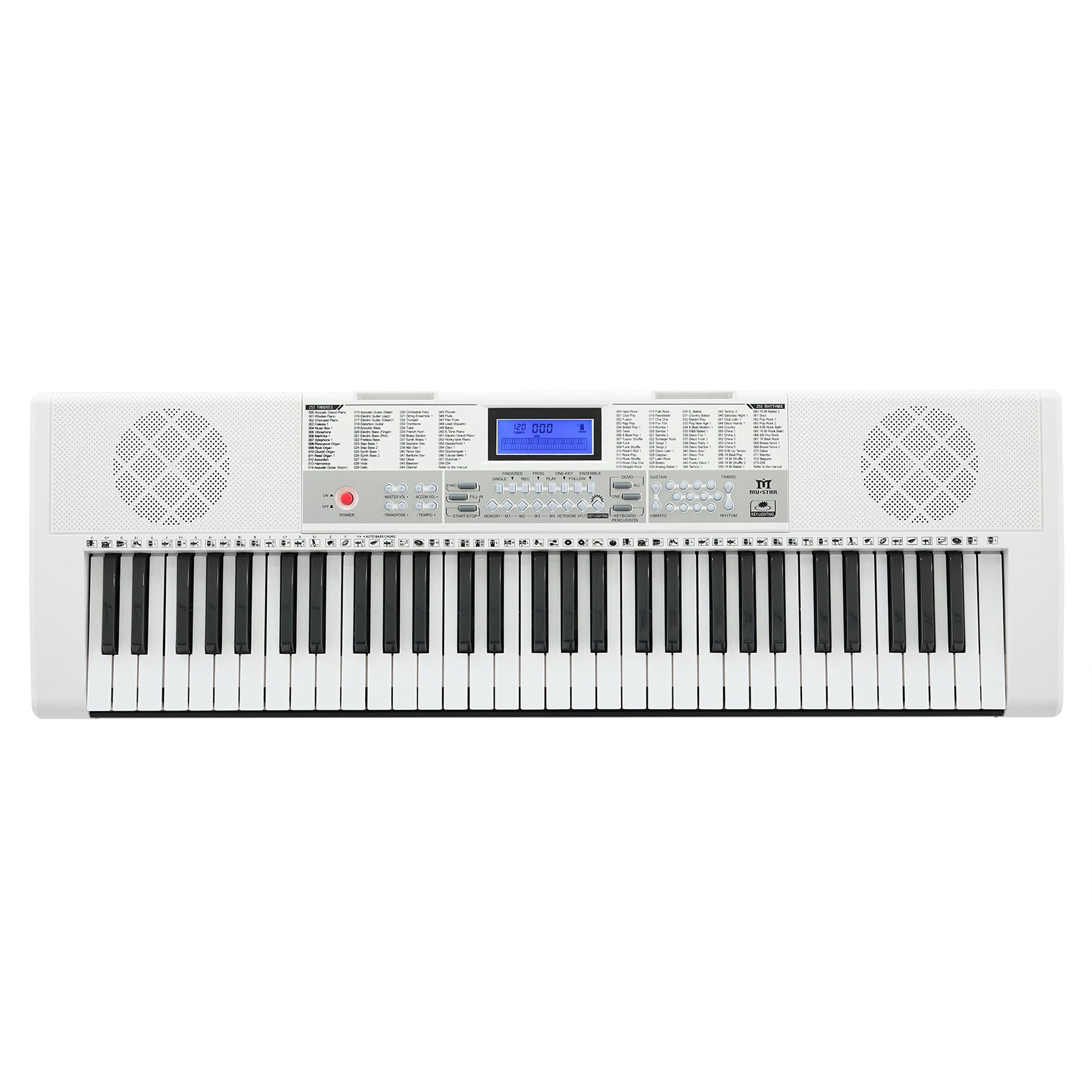 MUSTAR MEKS-900, 61 Key Learning Piano Keyboard, With Lighted Up Keys, For Beginners, White