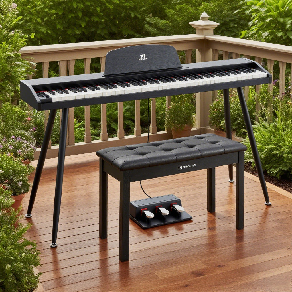 MUSTAR MDP-2100, 88 Semi Weighted Key Digital Piano With Stool, Electronic Keyboards, Beach, Bluetooth/ MIDI,3 Pedals, 80 demo 600 rhythms 800 tones