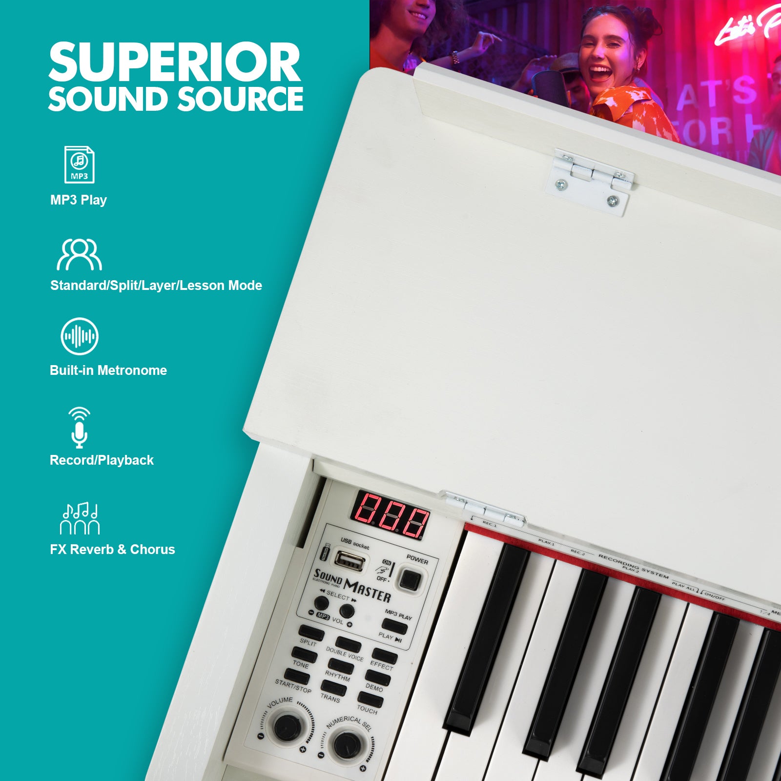 MUSTAR MDP-2700, 88 Key Weighted Wooden Upright Digital Piano, Hammer Action