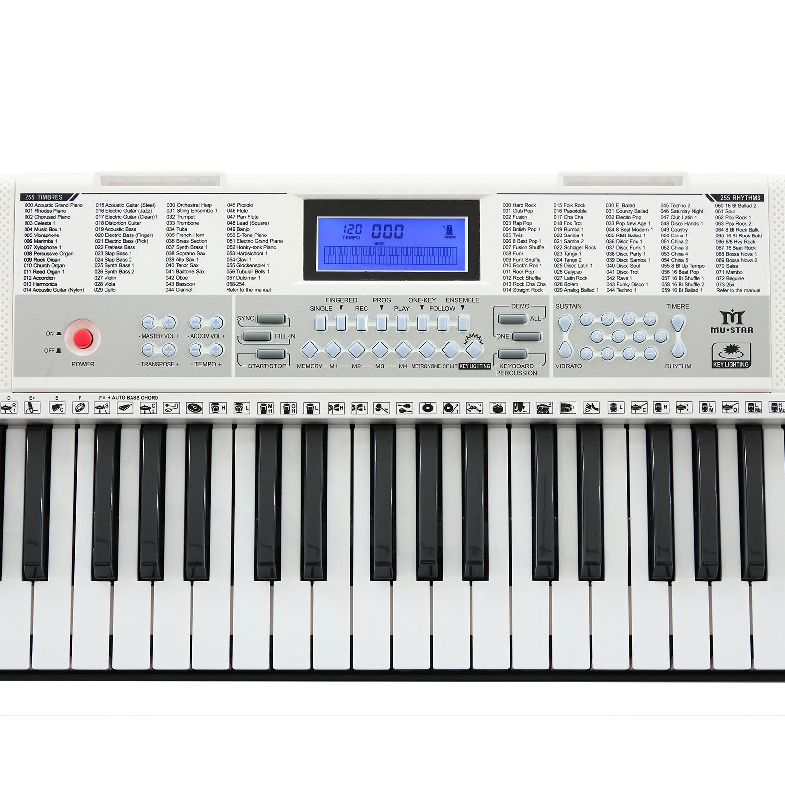 MUSTAR MEKS-900, 61 Key Learning Piano Keyboard, With Lighted Up Keys, For Beginners, White