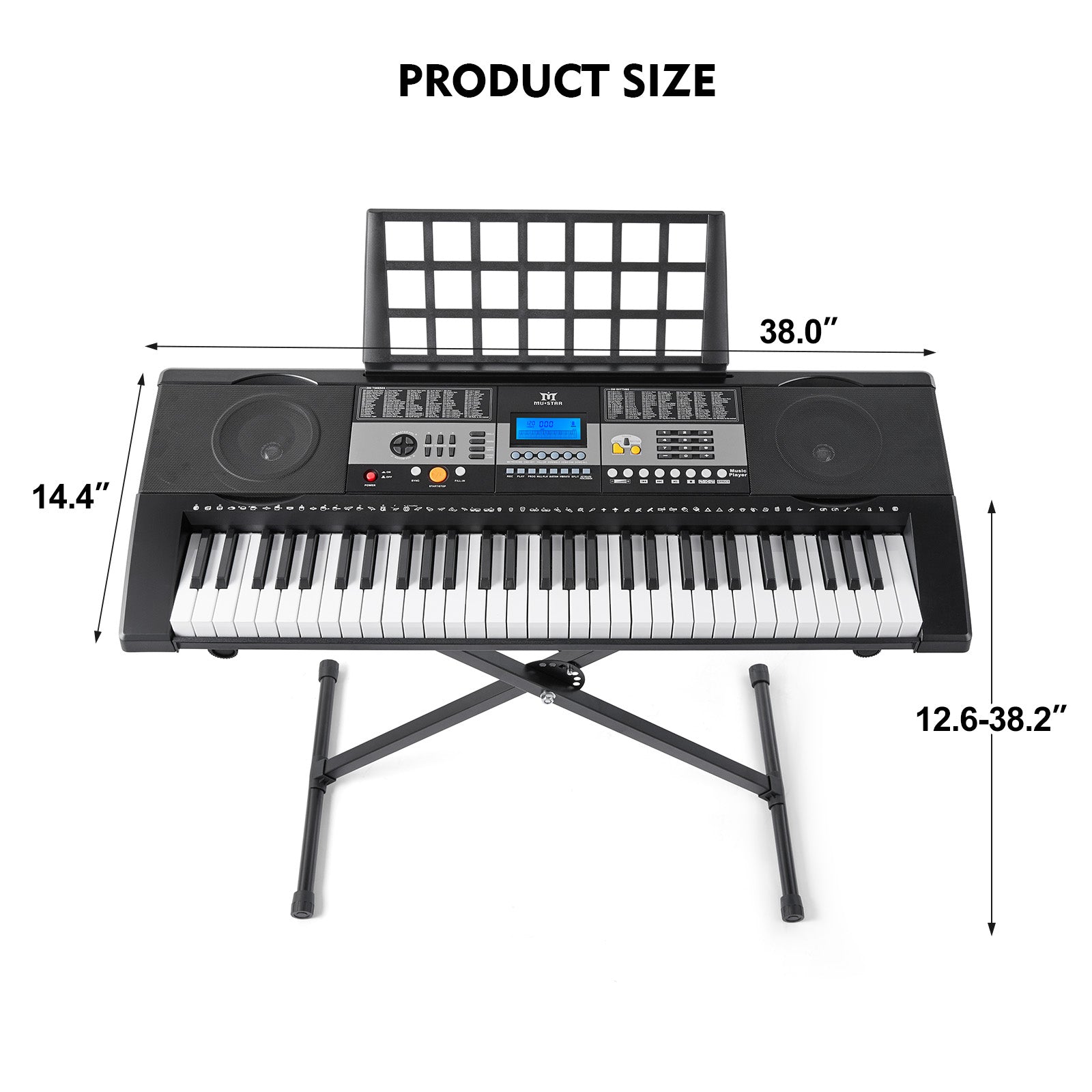 MUSTAR MEK-600, Piano Keyboard, 61 Key Touch Sensitive Keyboard, Electric Piano for Beginners