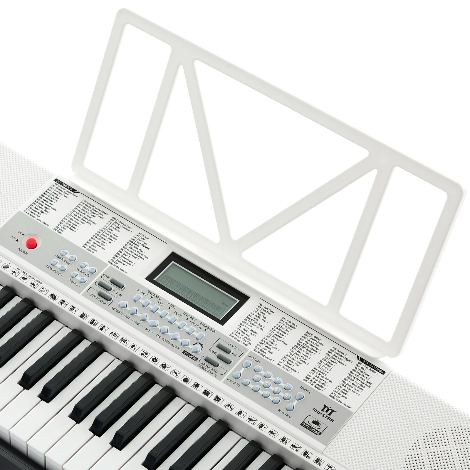 MUSTAR MEKS-900, 61 Key Learning Piano Keyboard, With Lighted Up Keys, For Beginners, White