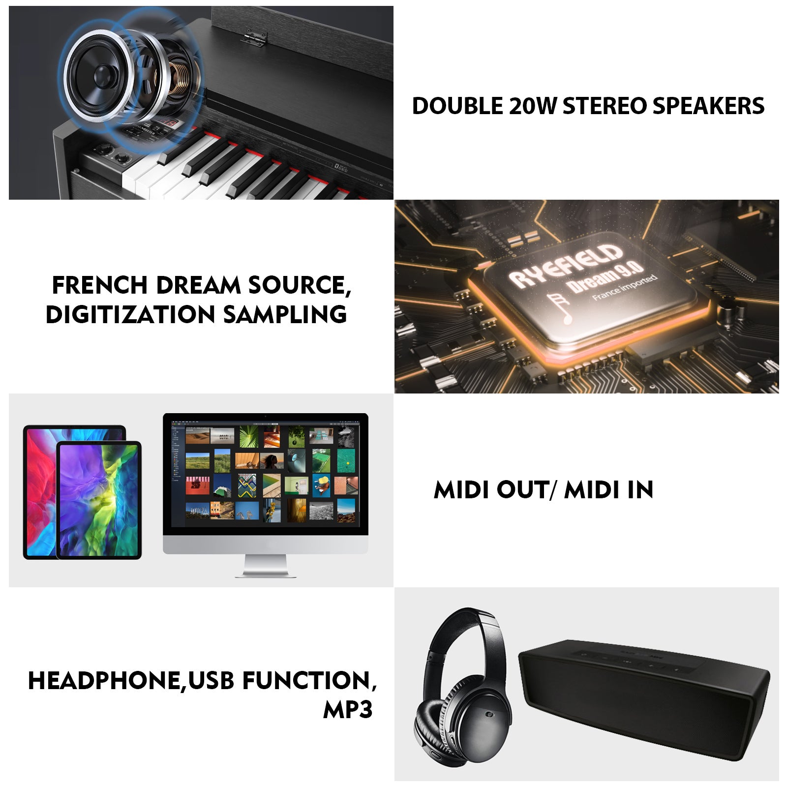 MUSTAR MDP-2700, 88 Key Weighted Wooden Upright Digital Piano, Hammer Action