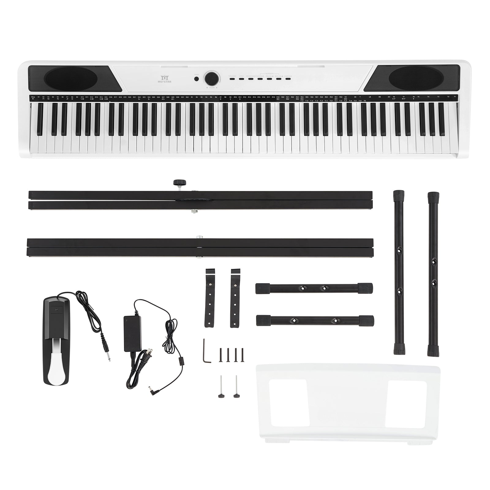MUSTAR MEP-1400, 88 keys Digital Piano, Semi Weighted Keyboard Piano, Electronic Keyboards for Beginners, Sustain Pedal, USB/MIDI/Bluetooth, ABS, 128 Rhythms, 2 built-in 25W Stereo Speakers, White