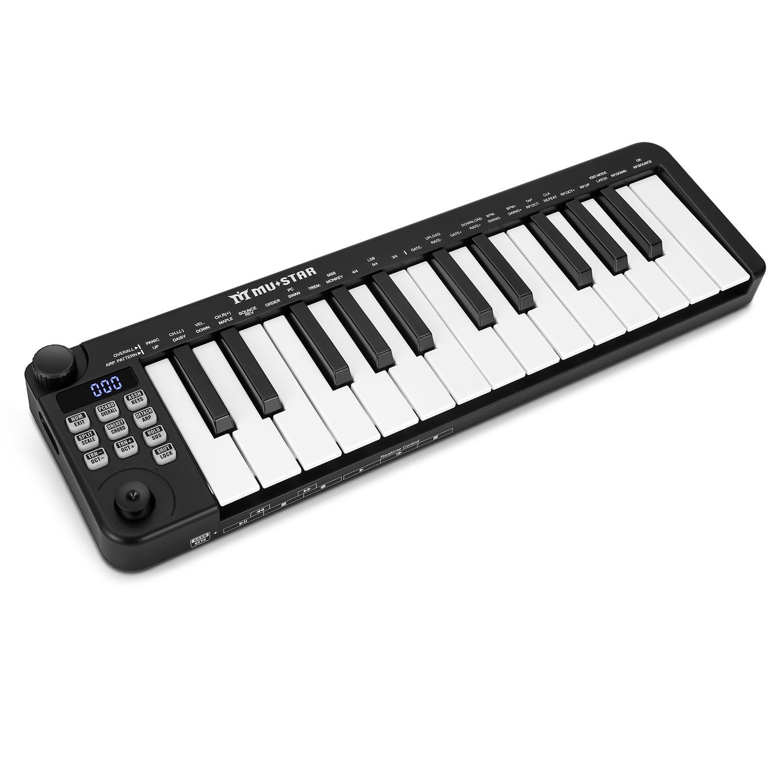 Mustar MM-100, Mini MIDI Keyboard, 25 Key MIDI Controller for Beginner with Dual-Channel Keyboard, Knob, Joystick, Built-in MIDI Clock, LED Display