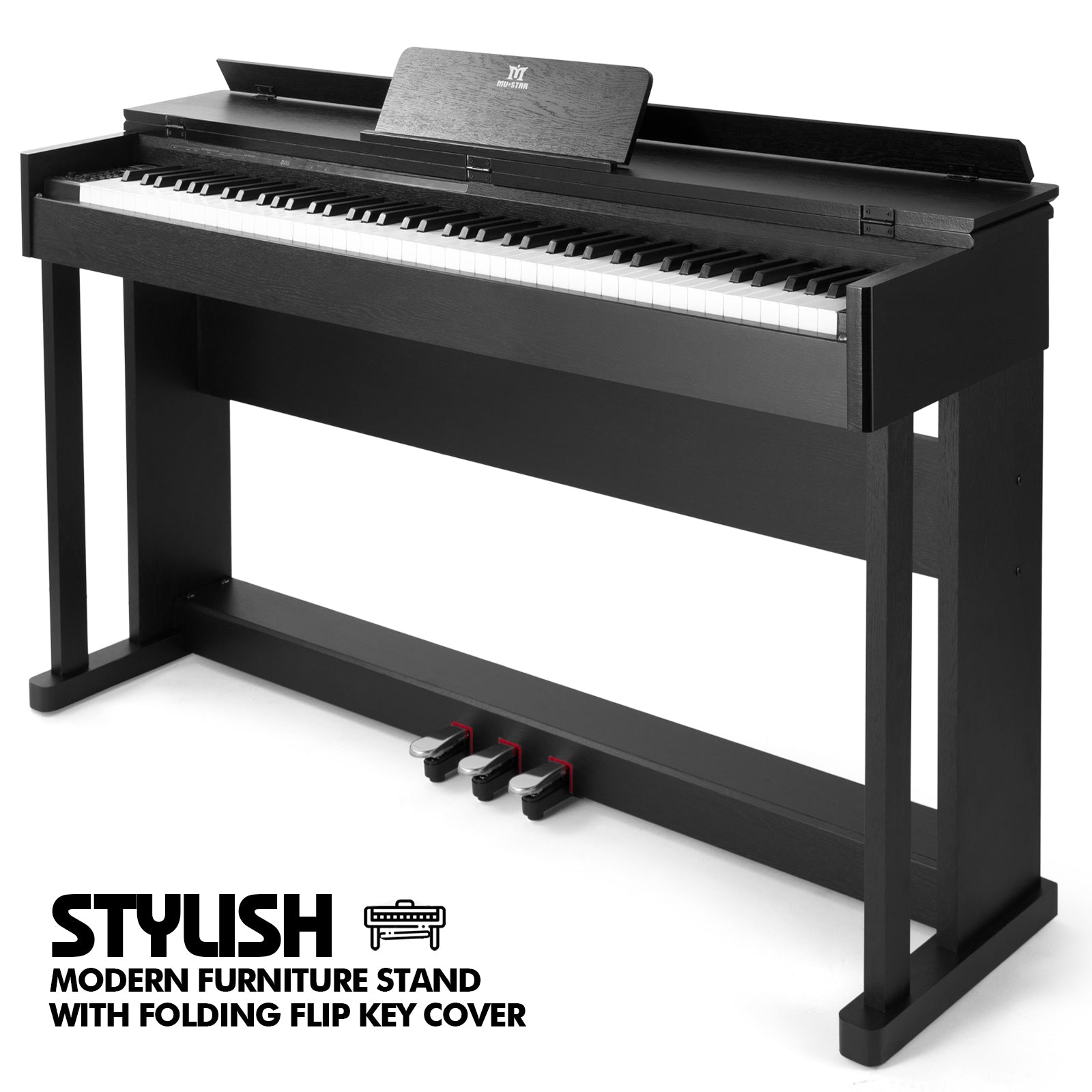 MUSTAR MDP-2700, 88 Key Weighted Wooden Upright Digital Piano, Hammer Action