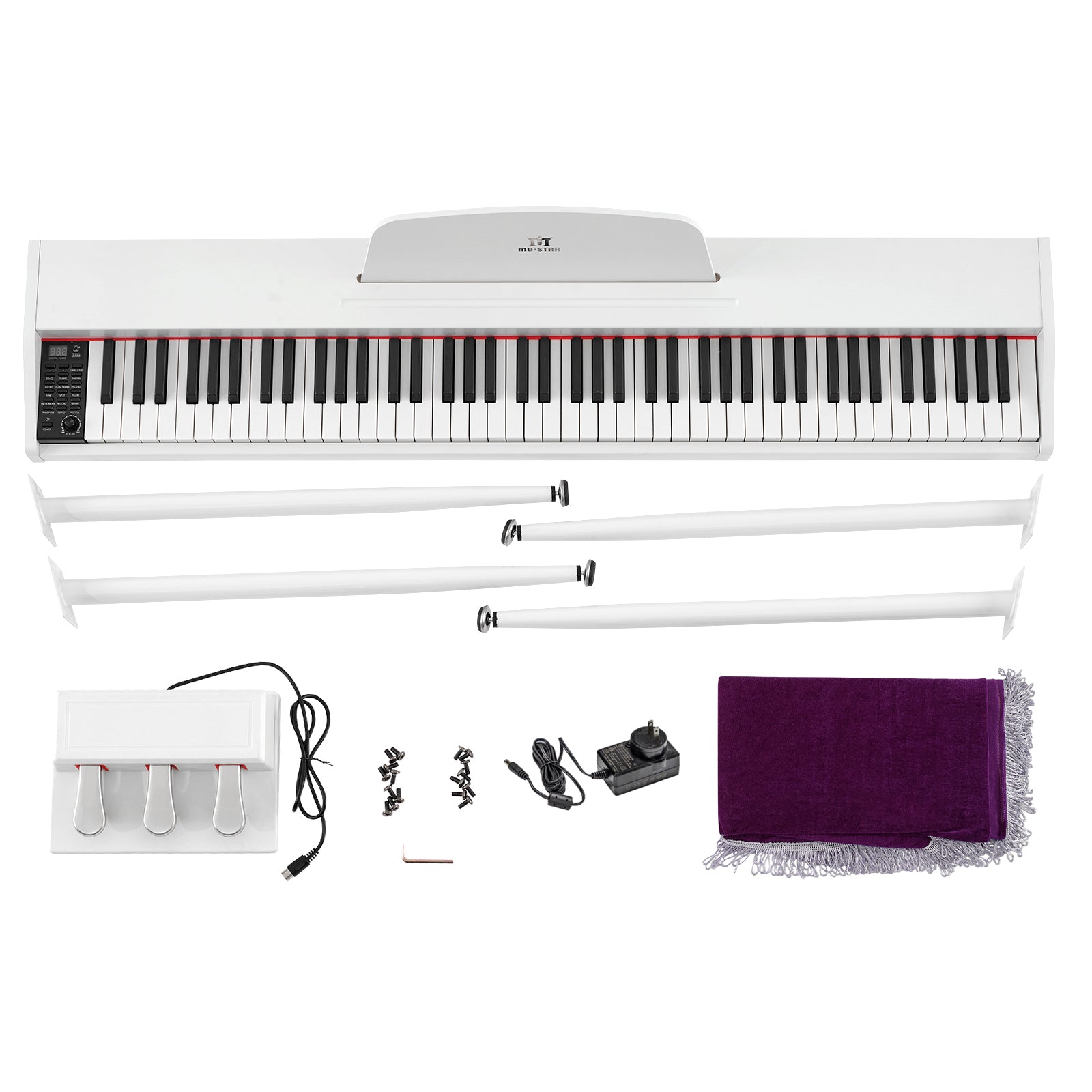 MUSTAR MDP-2200, 88 Semi Weighted Key Digital Piano With Stool, Electronic Keyboards, Beach, Bluetooth/ MIDI,3 Pedals, 80 demo 600 rhythms 800 tones