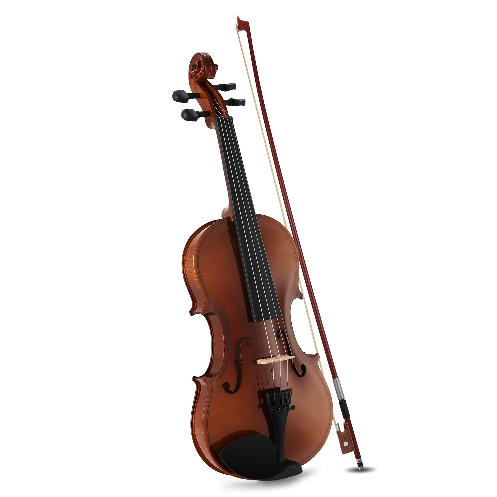 MUSTAR V200, 4/4 Violin for Beginners, Matte Dark-brown, Full Set with Bow, Rosins, Hard Case, Mute, Fingerboard Stickers, Shoulder Rest