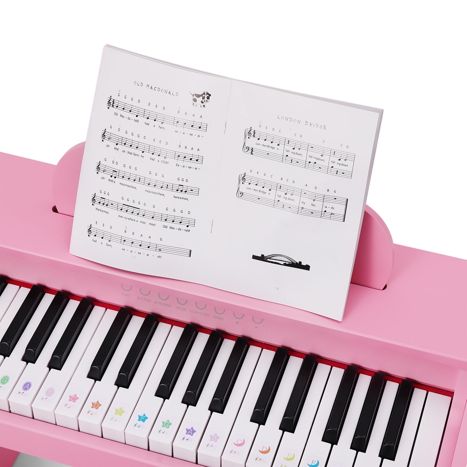 MUSTAR MT-200, 37 Keys Kids Piano Keyboard, Wooden Music Toy Instrument, Early Educational Musical Learning,Stool