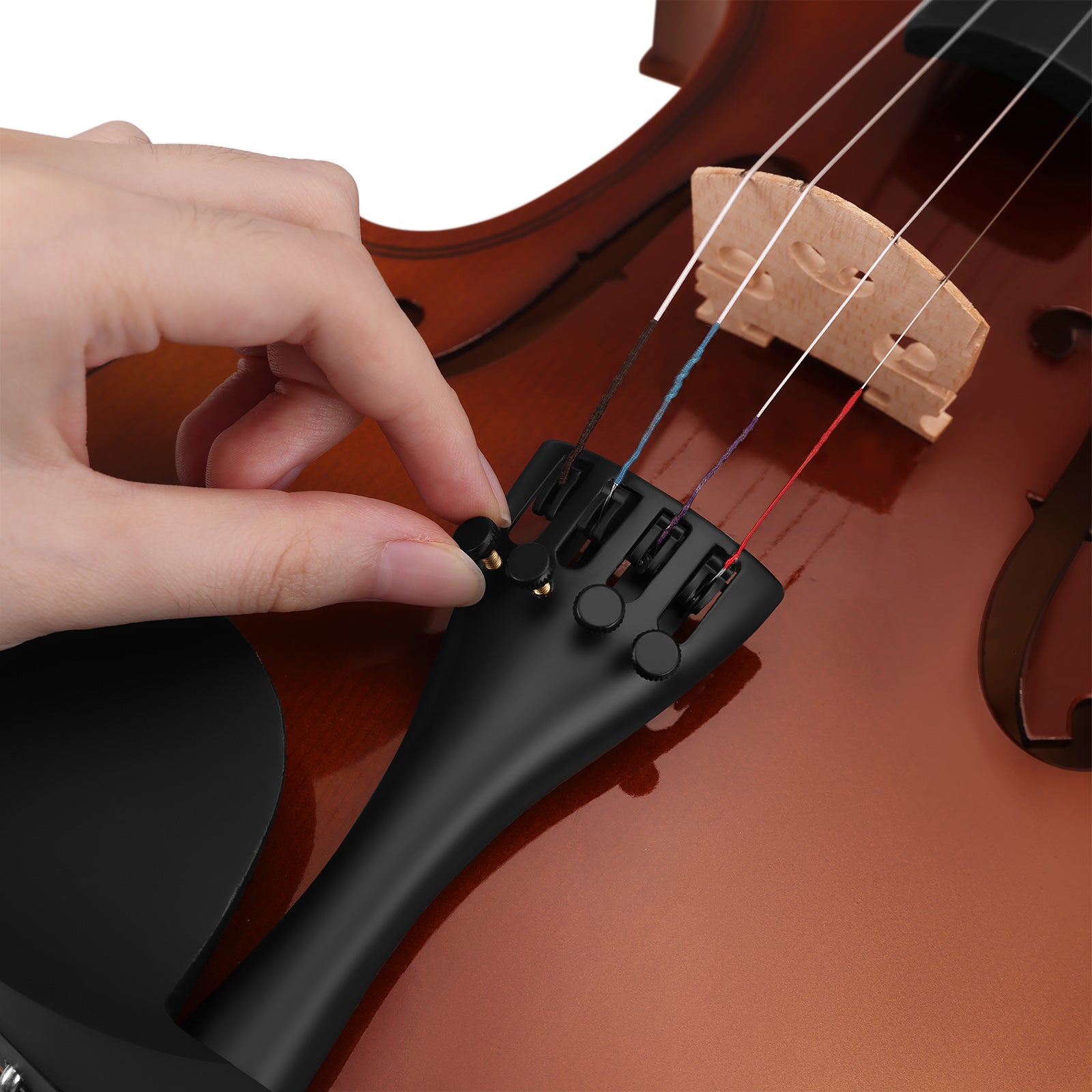 MUSTAR V200, 4/4 Violin for Beginners, Matte Dark-brown, Full Set with Bow, Rosins, Hard Case, Mute, Fingerboard Stickers, Shoulder Rest