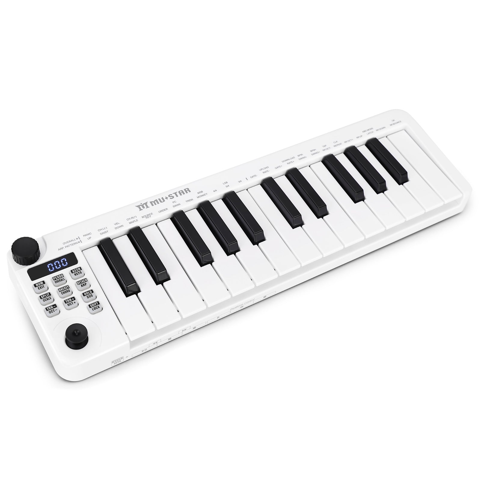 Mustar MM-100, Mini MIDI Keyboard, 25 Key MIDI Controller for Beginner with Dual-Channel Keyboard, Knob, Joystick, Built-in MIDI Clock, LED Display