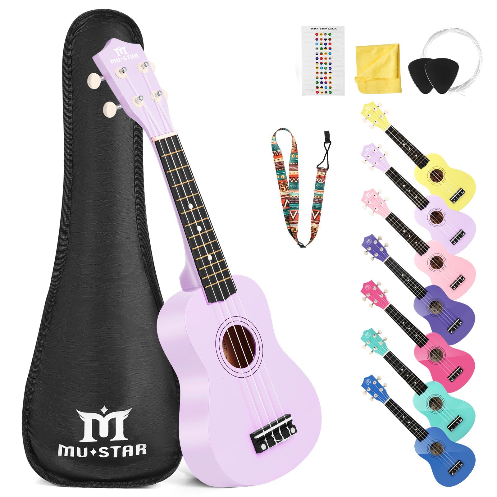 MUSTAR 21 Inch Soprano Ukulele for Beginners Kids Birthday Holiday Gifts