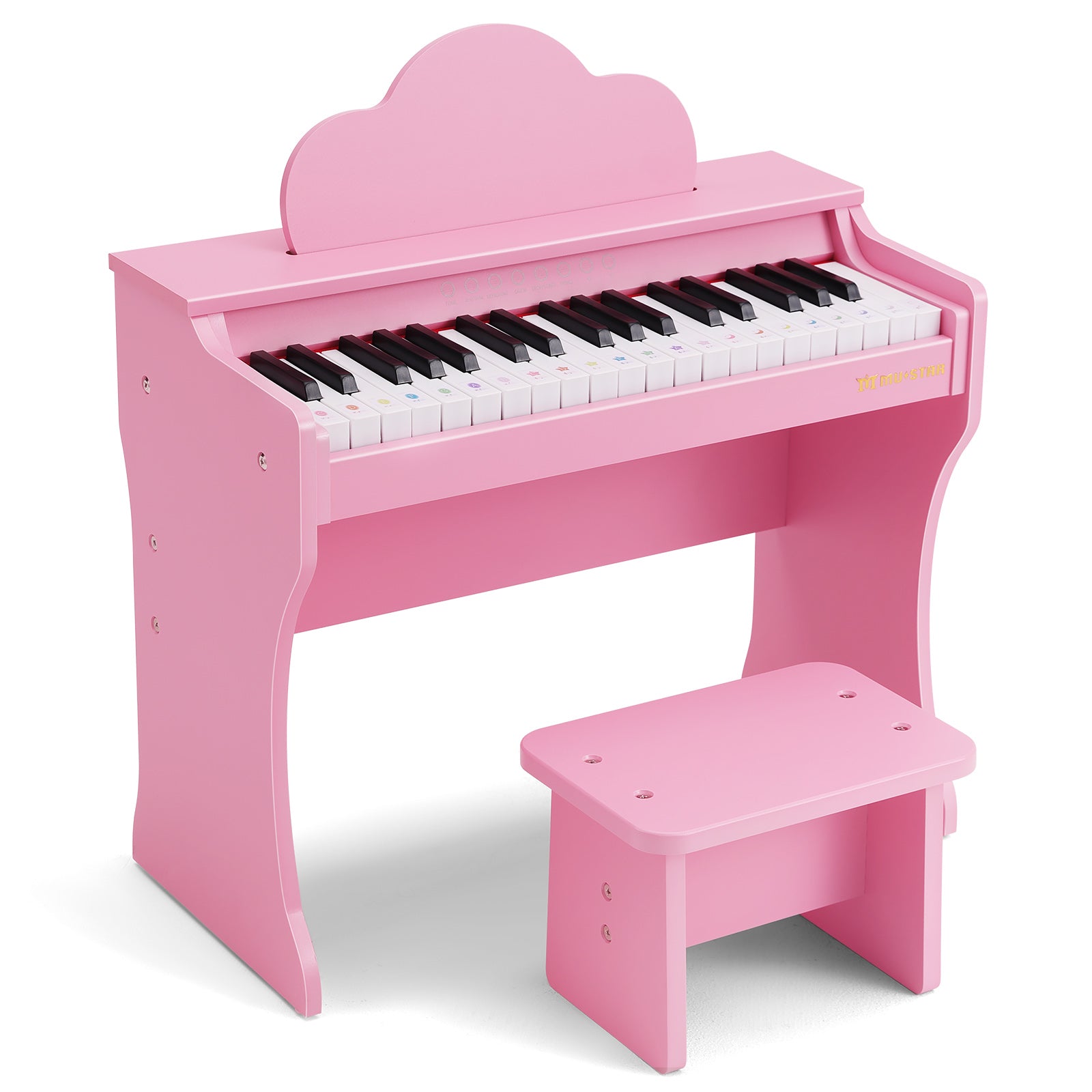 MUSTAR MT-200, 37 Keys Kids Piano Keyboard, Wooden Music Toy Instrument, Early Educational Musical Learning,Stool
