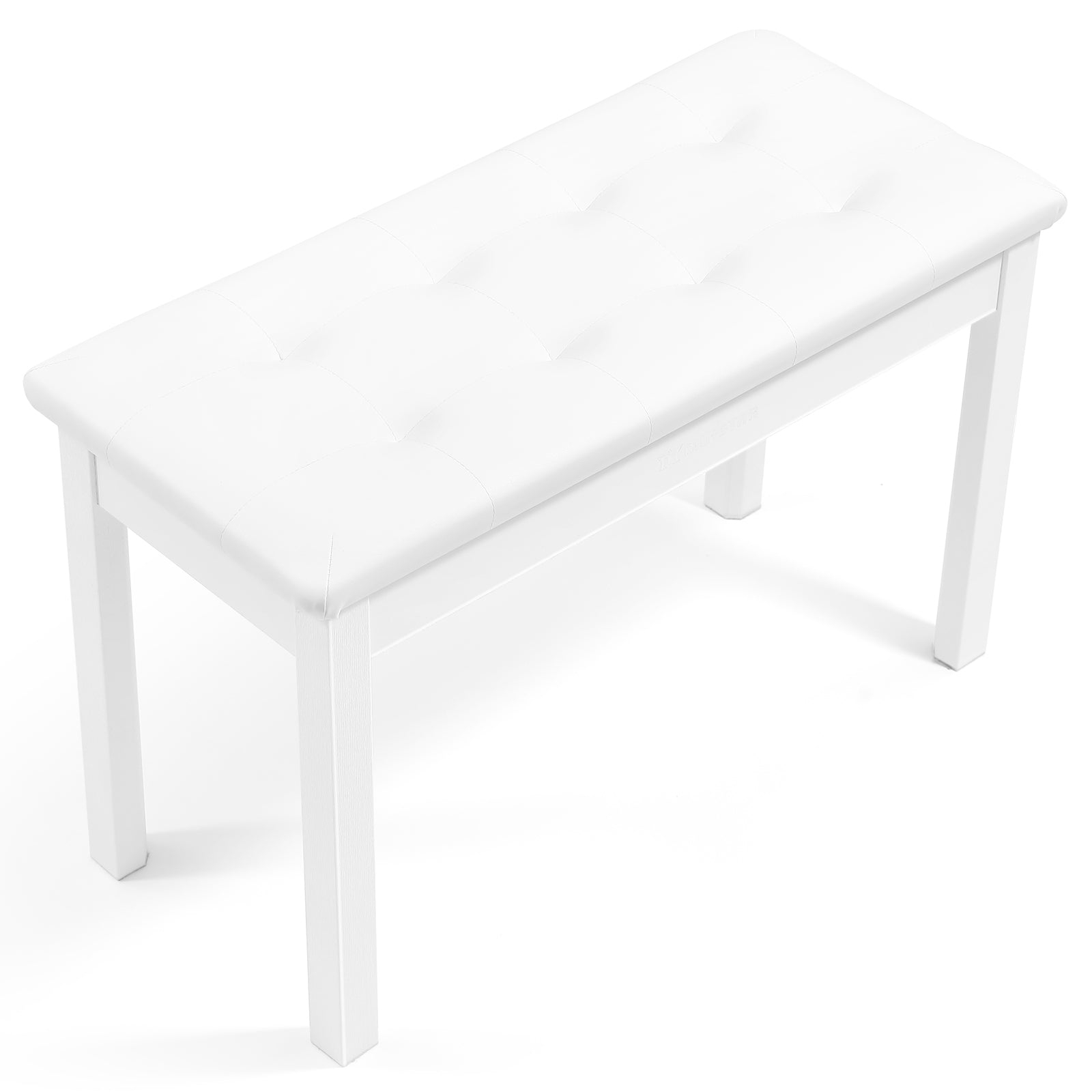 MUSTAR MS-200, Wooden Piano Bench, Padded Piano Stool with Storage, White