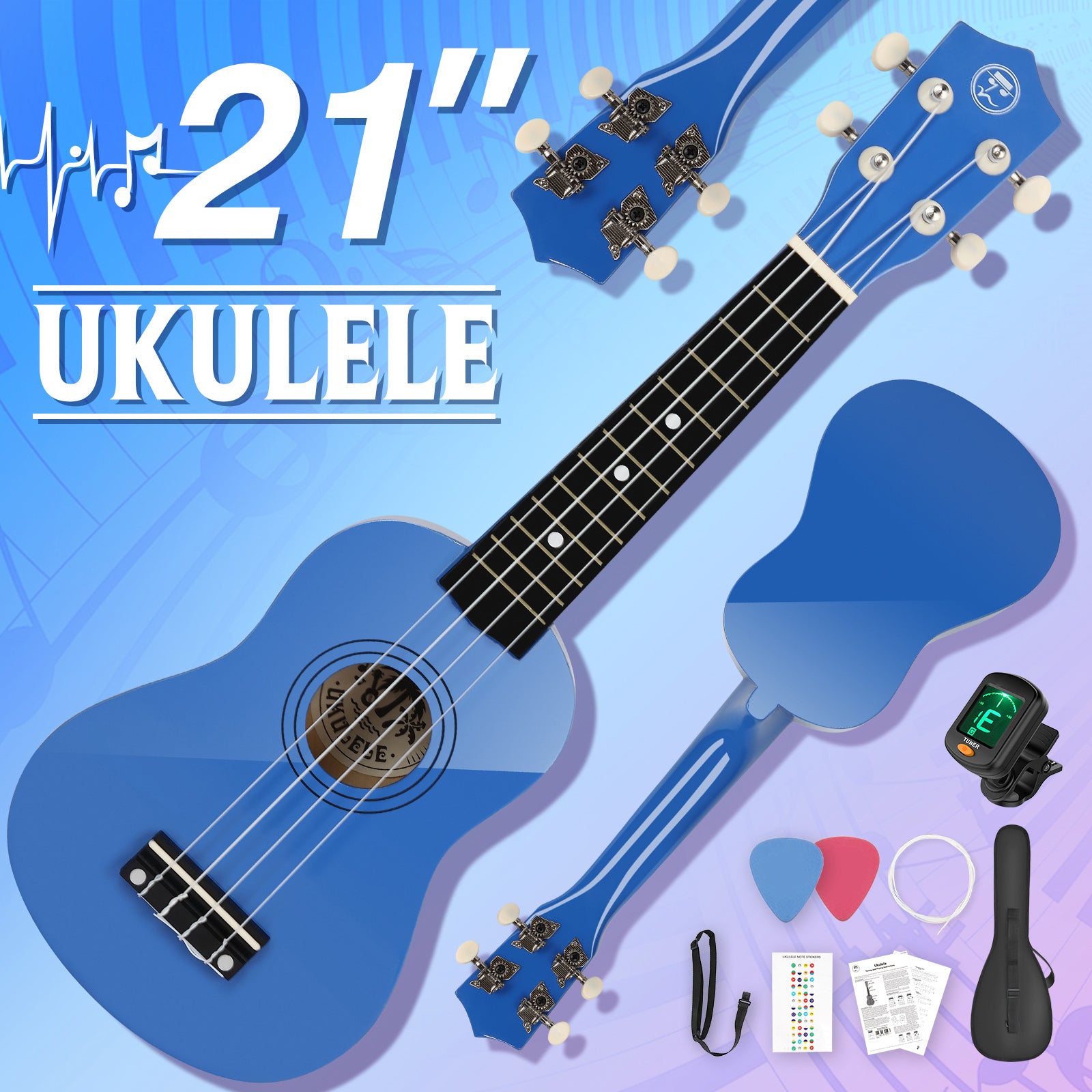 MUSTAR MU-501, 21 Inch Soprano Ukulele for Beginners Kids Blue