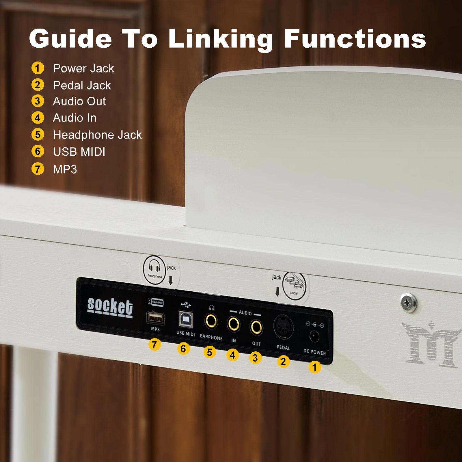 MUSTAR MDP-2200, 88 Semi Weighted Key Digital Piano With Stool, Electronic Keyboards, Beach, Bluetooth/ MIDI,3 Pedals, 80 demo 600 rhythms 800 tones