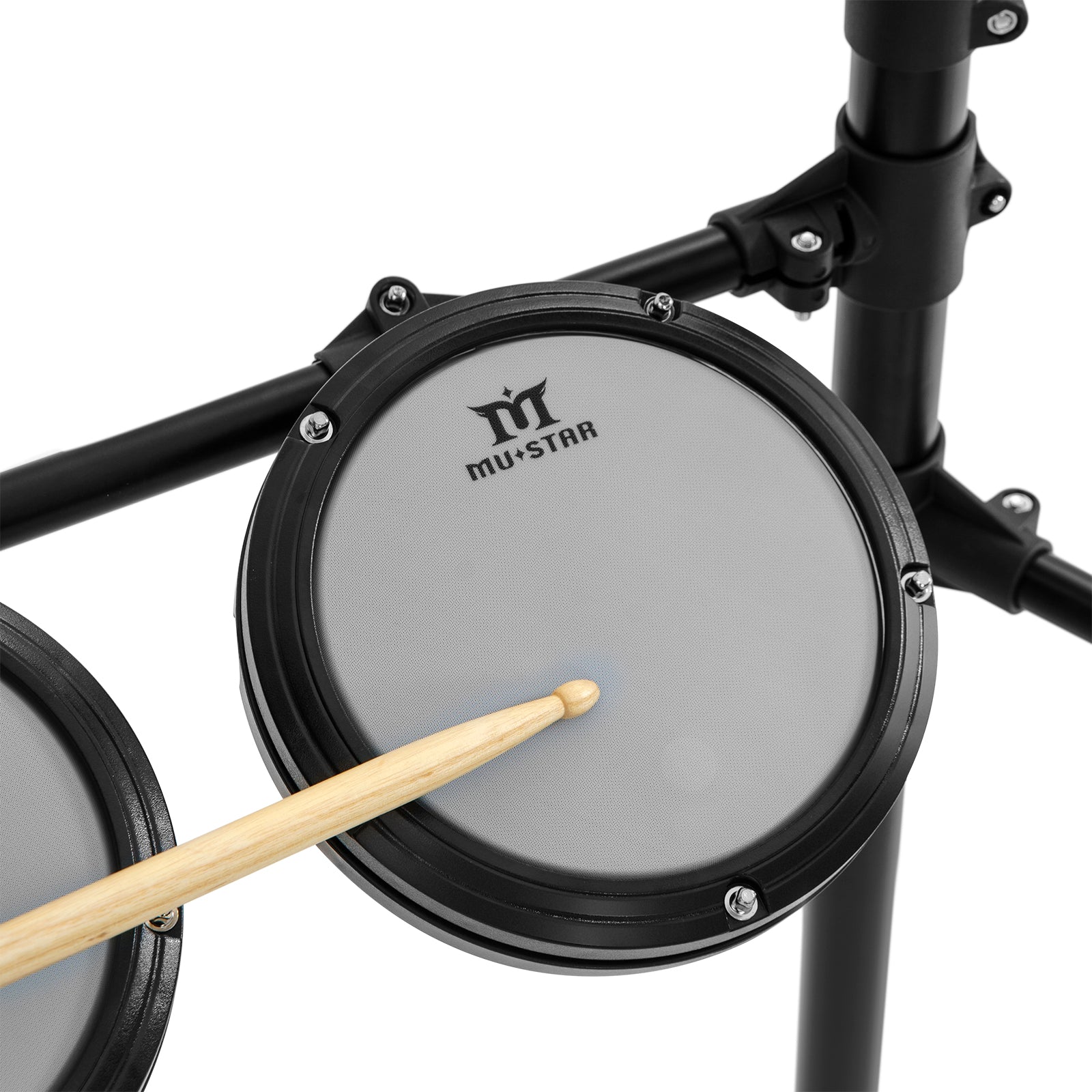 MUSTAR MED-400, MUSTAR Electronic Drum Set, Electric Drum Sets for Beginners with Mesh Drum Pads, 10" Cymbals, 2 Pedals, Drum Stool, Headphones, Sticks, USB MIDI Connectivity