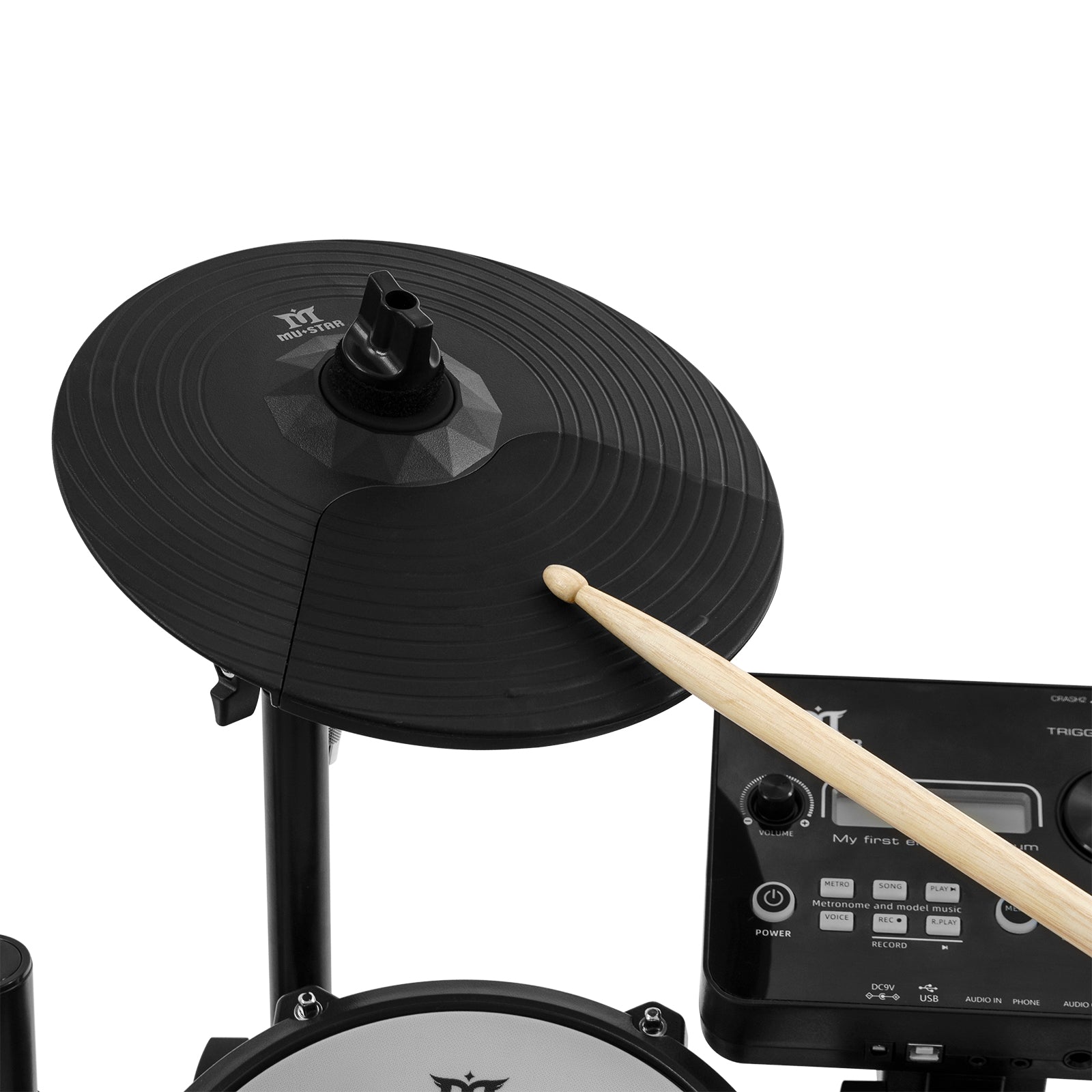 MUSTAR MED-300, 8 Pieces Electronic Drum Set for Adults Kids Beginners, With 450 Sounds, Quiet Mesh Drum Pads, 2 Cymbals w/Choke, Kick Drum, 2 Pedals, Headphones, Sticks, USB MIDI, 30 Drum Kits