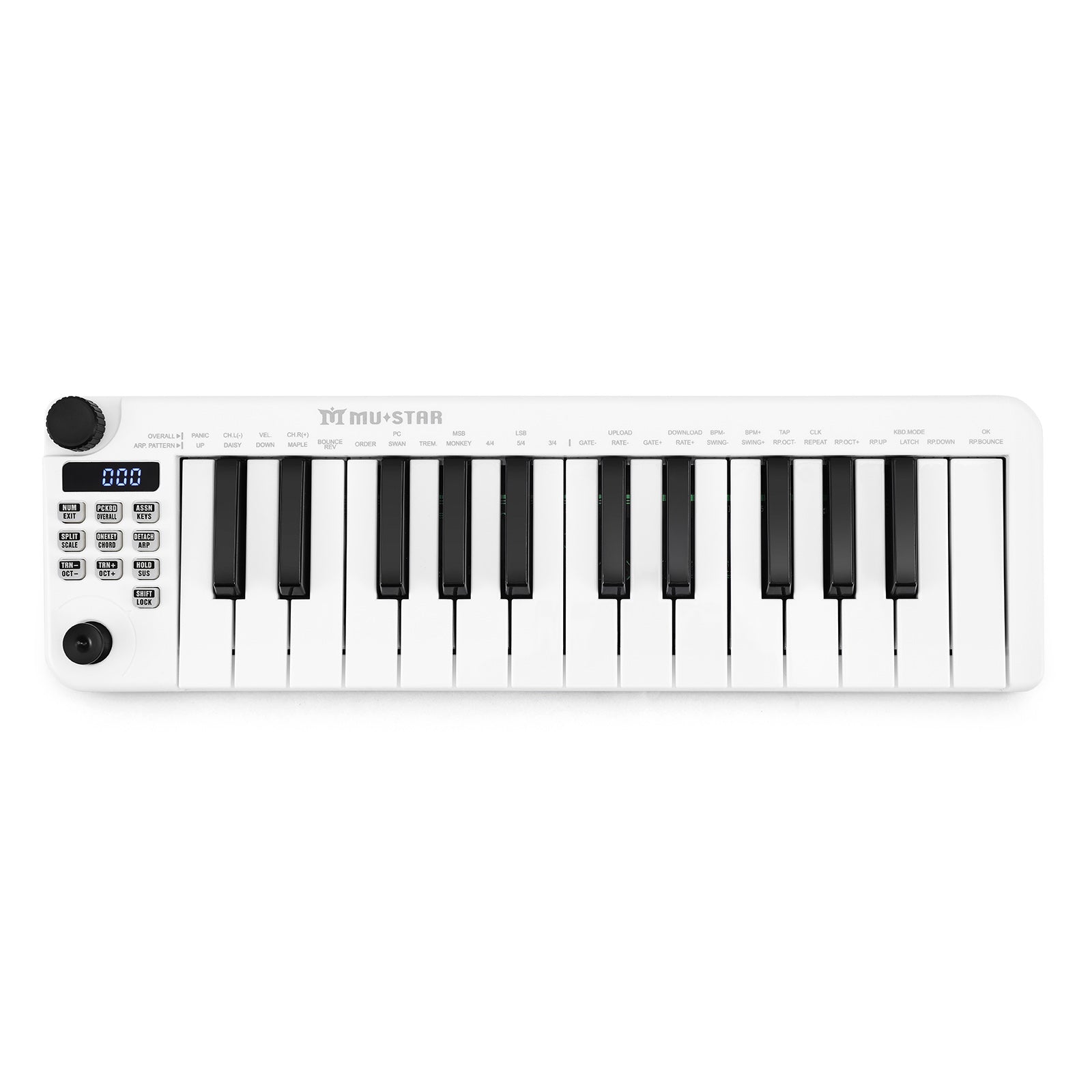 Mustar MM-100, Mini MIDI Keyboard, 25 Key MIDI Controller for Beginner with Dual-Channel Keyboard, Knob, Joystick, Built-in MIDI Clock, LED Display
