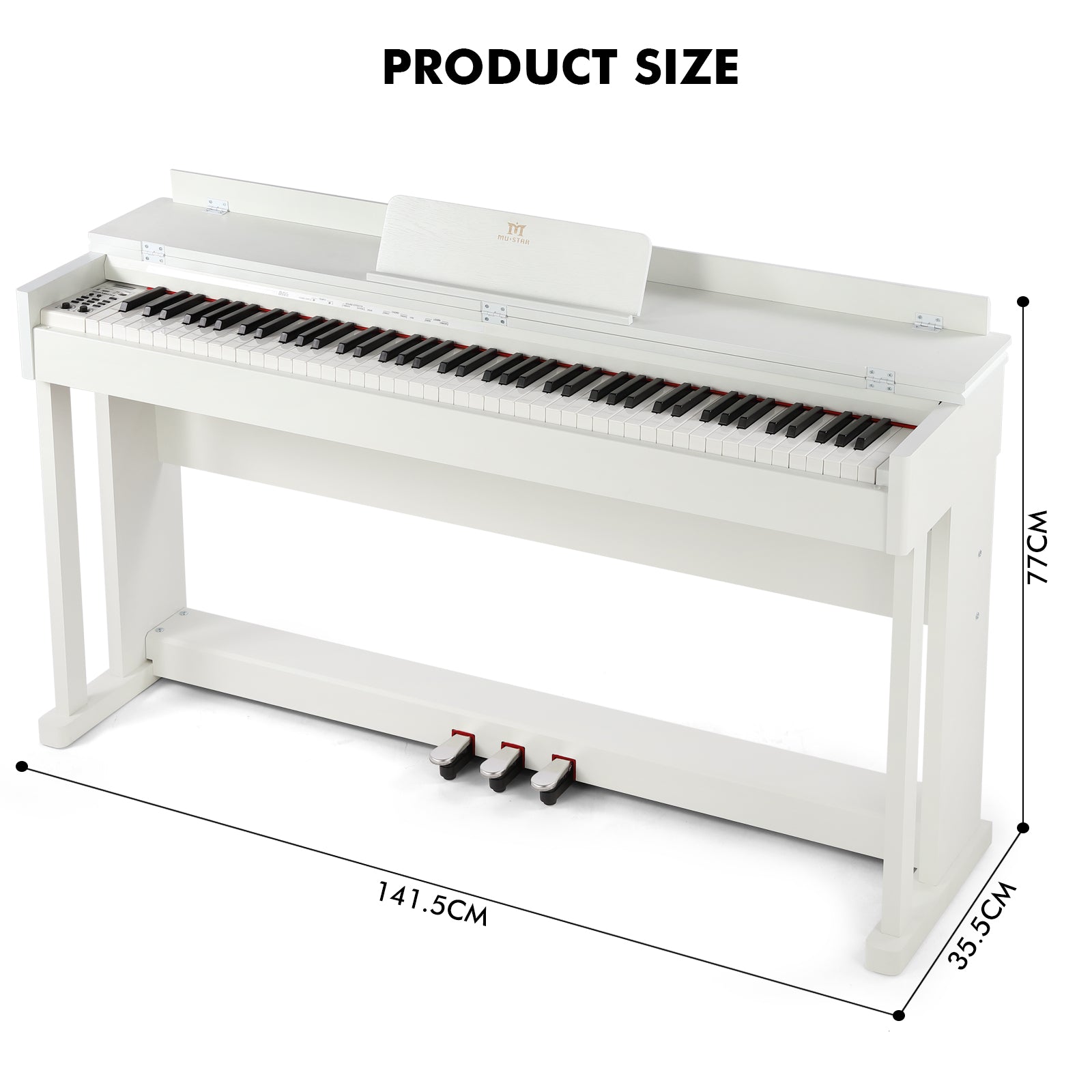MUSTAR MDP-2700, 88 Key Weighted Wooden Upright Digital Piano, Hammer Action