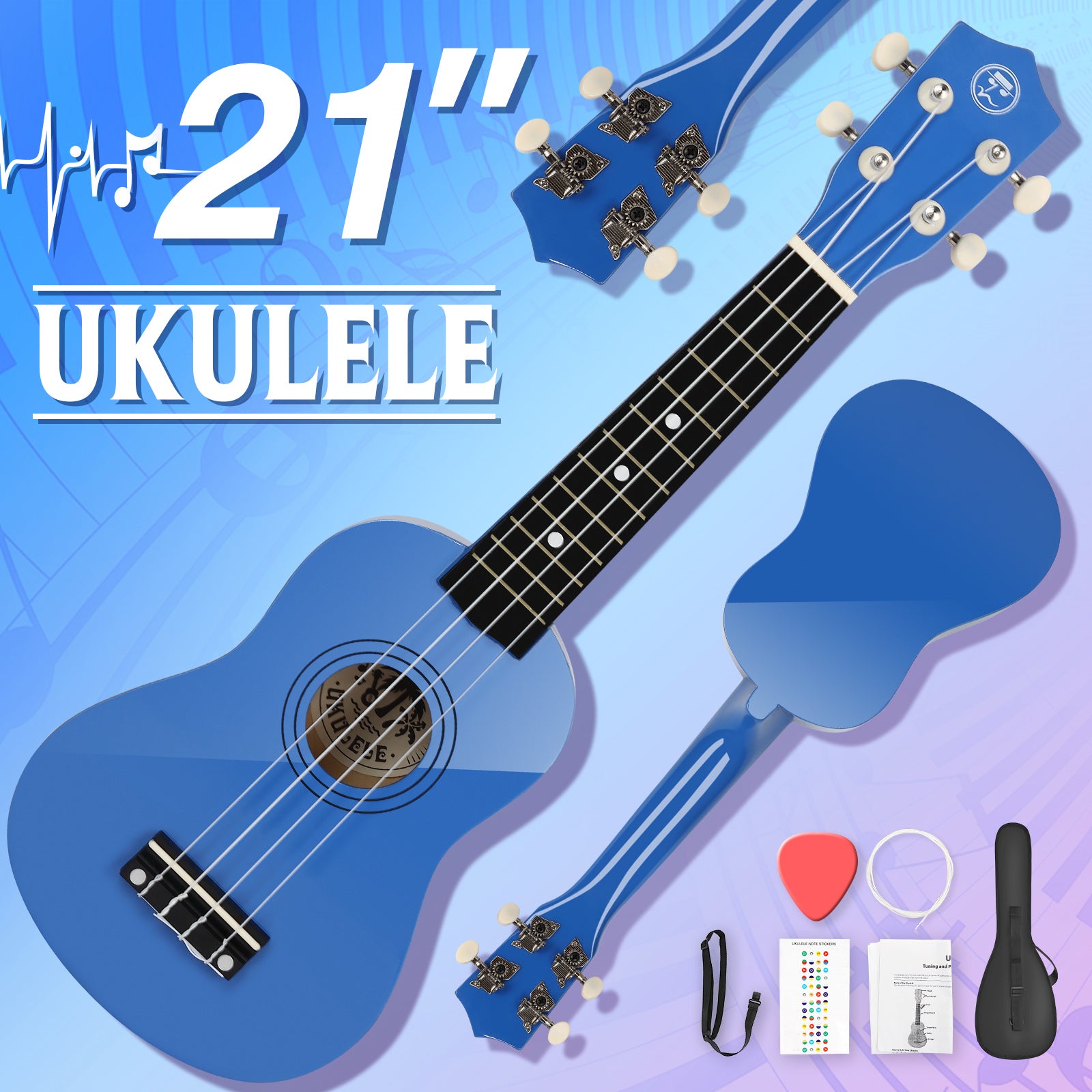 MUSTAR MU-501, 21 Inch Soprano Ukulele for Beginners Kids Blue