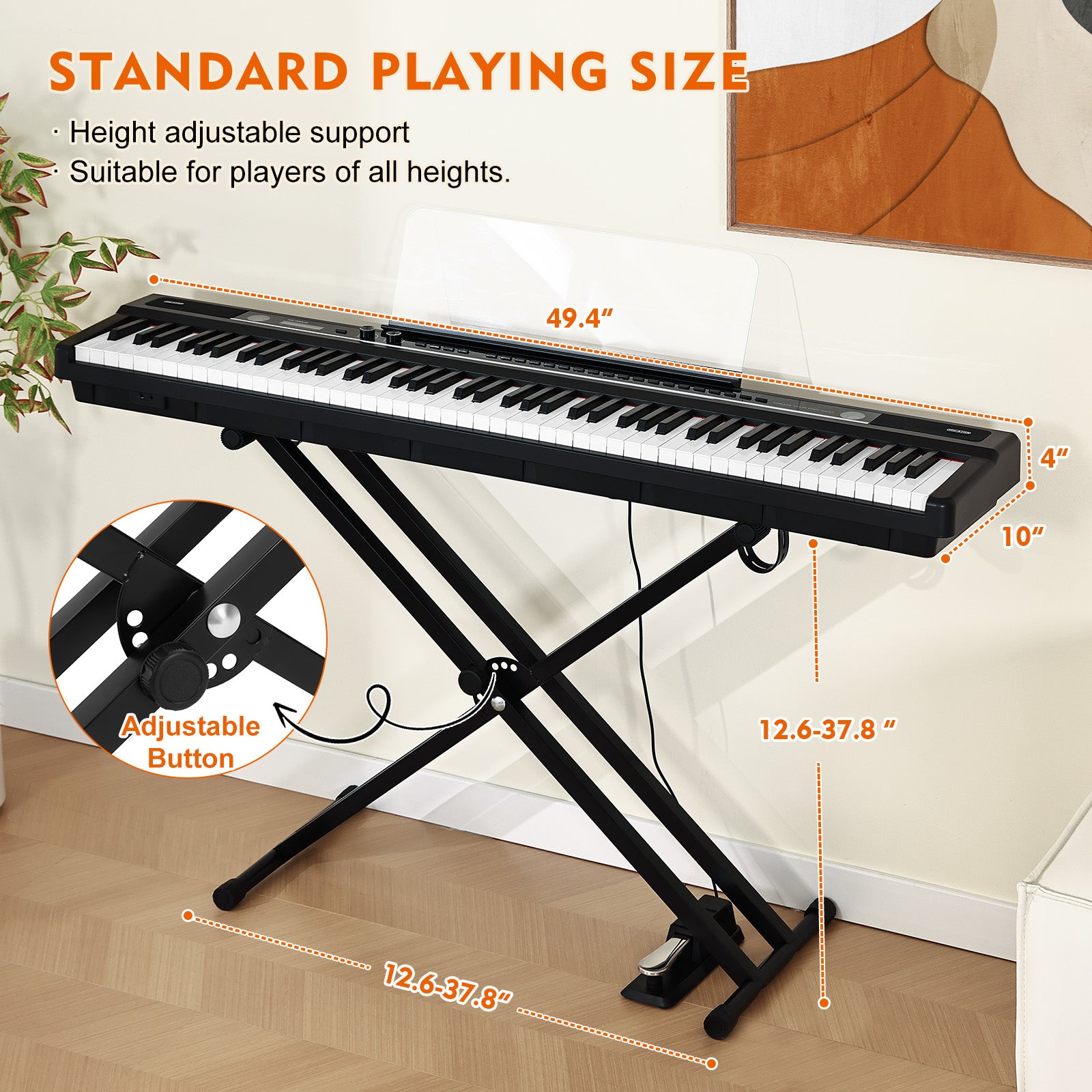 MUSTAR MEP-1700, Semi Weighted Digital Piano, 88 Keys Electronic Keyboards, LCD/ Bluetooth/ MIDI/Pedal