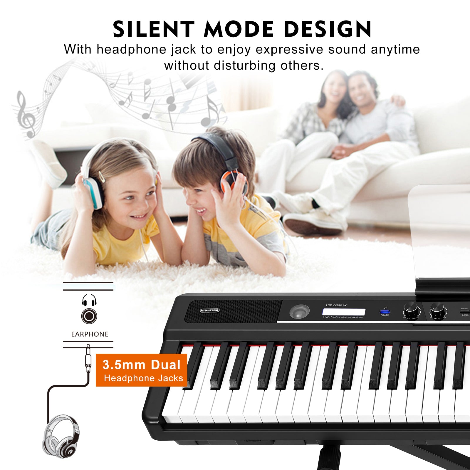 MUSTAR MEP-1700, Semi Weighted Digital Piano, 88 Keys Electronic Keyboards, LCD/ Bluetooth/ MIDI/Pedal