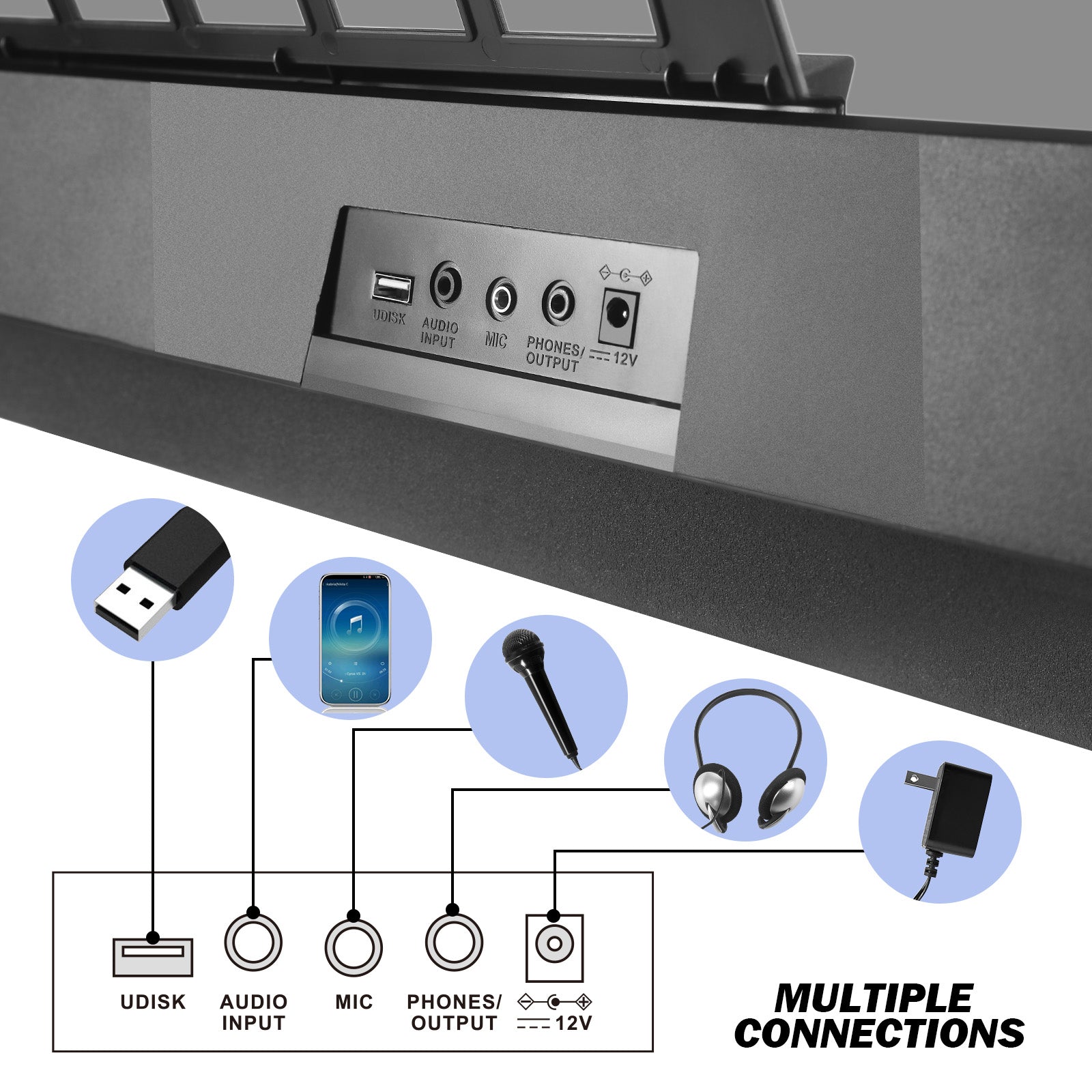 MUSTAR MEK-600, Piano Keyboard, 61 Key Touch Sensitive Keyboard, Electric Piano for Beginners