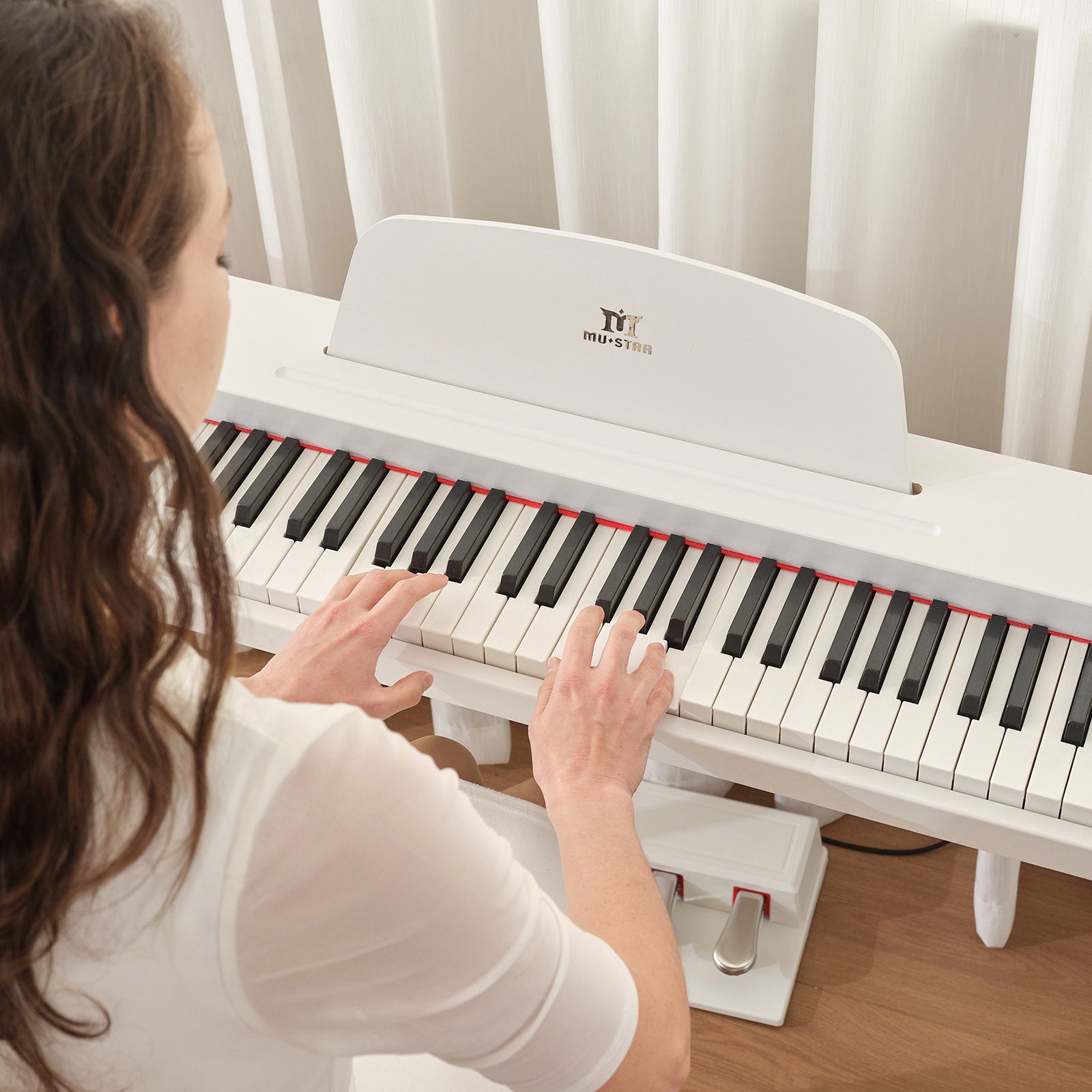 MUSTAR MDP-2200, 88 Semi Weighted Key Digital Piano With Stool, Electronic Keyboards, Beach, Bluetooth/ MIDI,3 Pedals, 80 demo 600 rhythms 800 tones