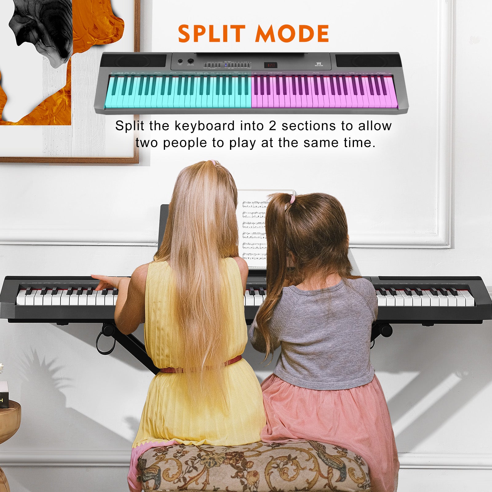 MUSTAR MEP-1800, Digital Piano 88 Keys Electronic Keyboards, Semi Weighted Electric Piano, Lighted up Keys, Sustain Pedal