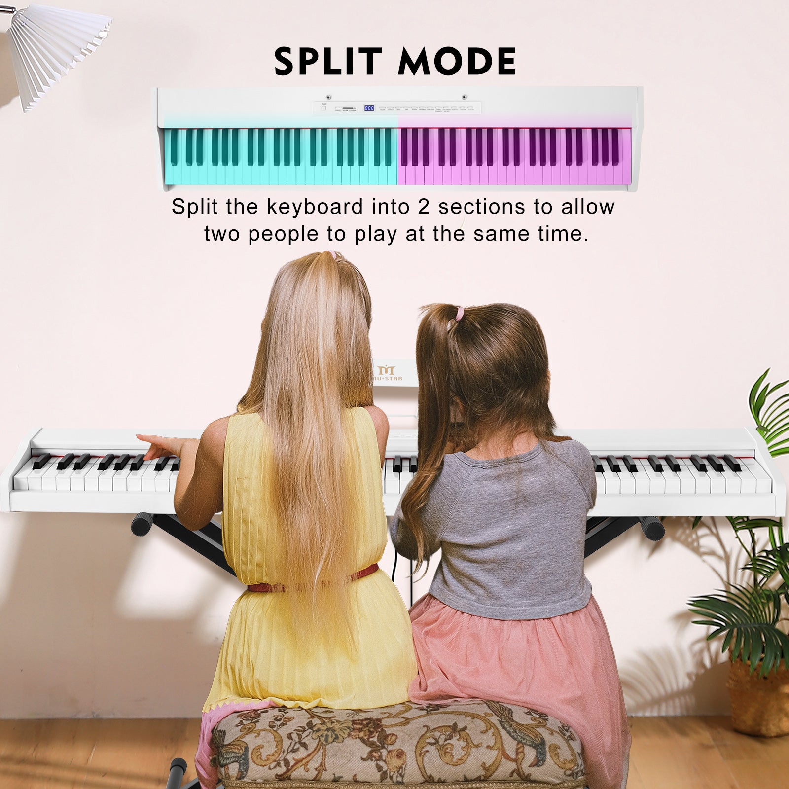 MUSTAR MEP-1000, Digital Piano 88 Keys Electronic Keyboards, Semi Weighted Electric Piano, Bluetooth Connection, Sustain Pedal, White