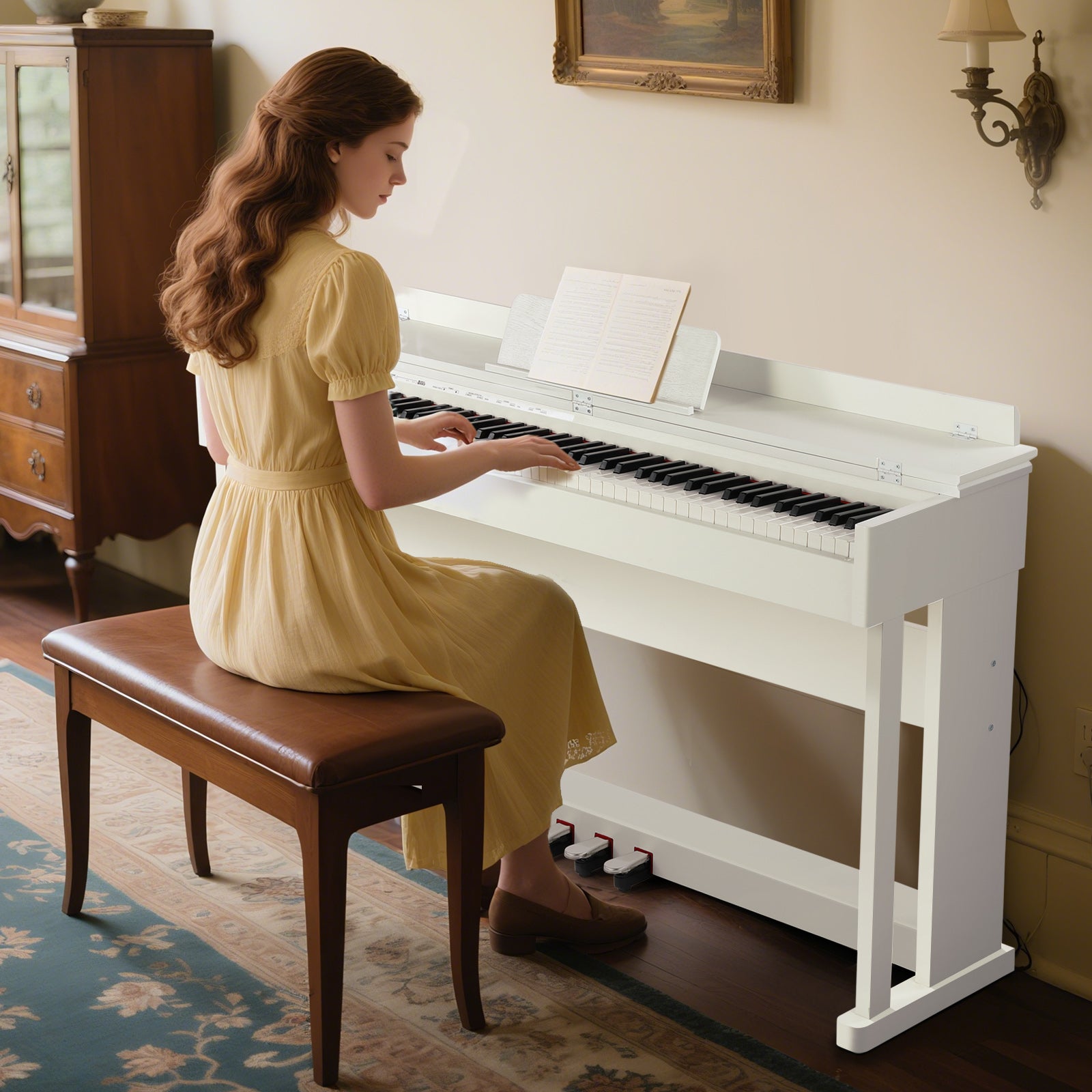 MUSTAR MDP-2700, 88 Key Weighted Wooden Upright Digital Piano, Hammer Action