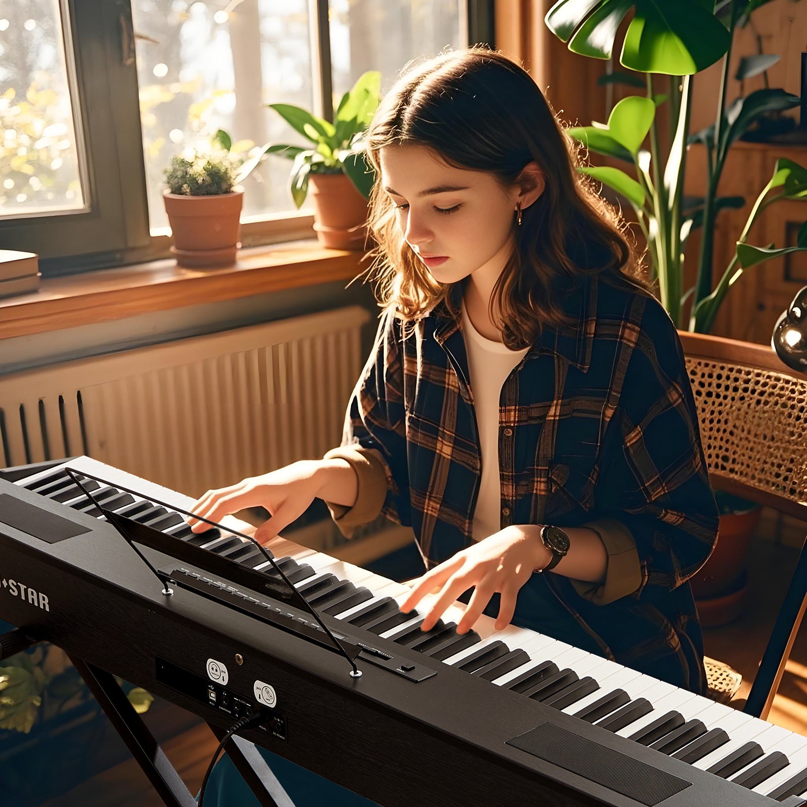 MUSTAR MDP-1200, 88 Key Weighted Digital Piano, Wooden Electronic Keyboards, Hammer Action, Bluetooth Connection, MIDI, Sustain Pedal, 80 demo 600 rhythms 800 tones, Black