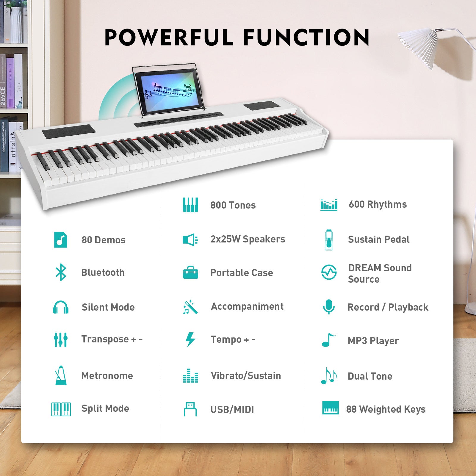 MUSTAR MDP 88 Key Weighted Digital Piano For Kids & Beginners, Gift