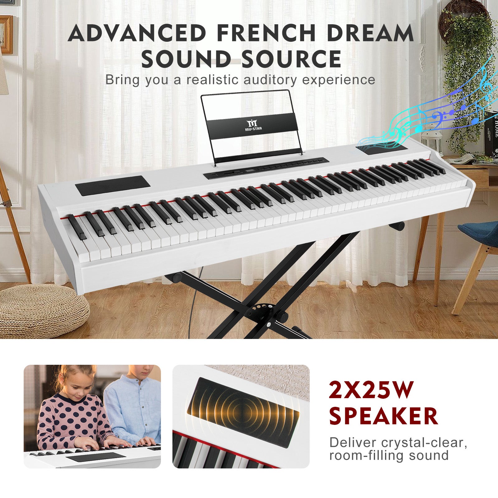 MUSTAR MDP 88 Key Weighted Digital Piano For Kids & Beginners, Gift