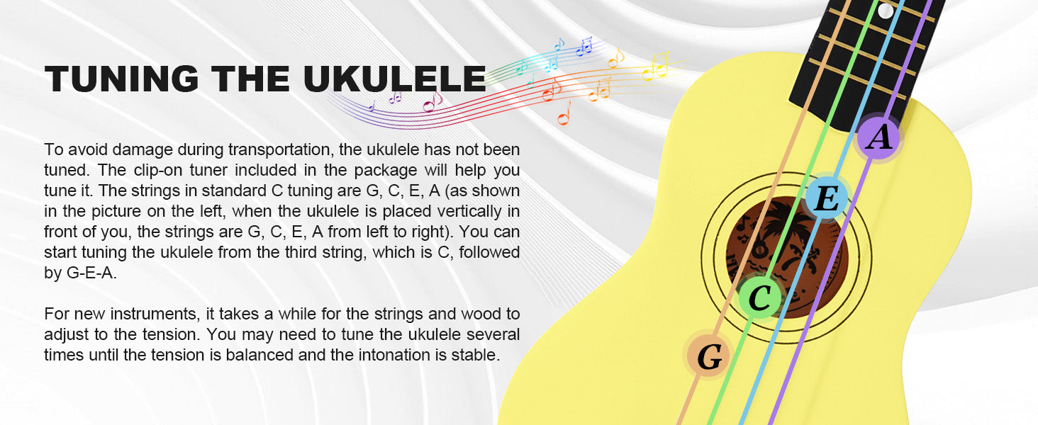 MUSTAR MU-1900, 21 Inch Soprano Ukulele for Beginners Kids Yellow