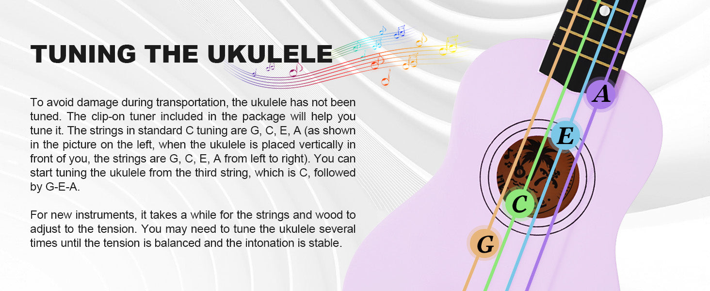 MUSTAR MU-1800, 21 Inch Soprano Ukulele for Beginners Kids Macaron Light purple