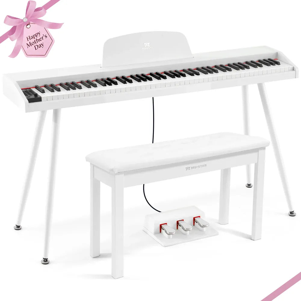 MUSTAR MEP-2200 88-key Semi-Weighted Digital Piano | White Bundle