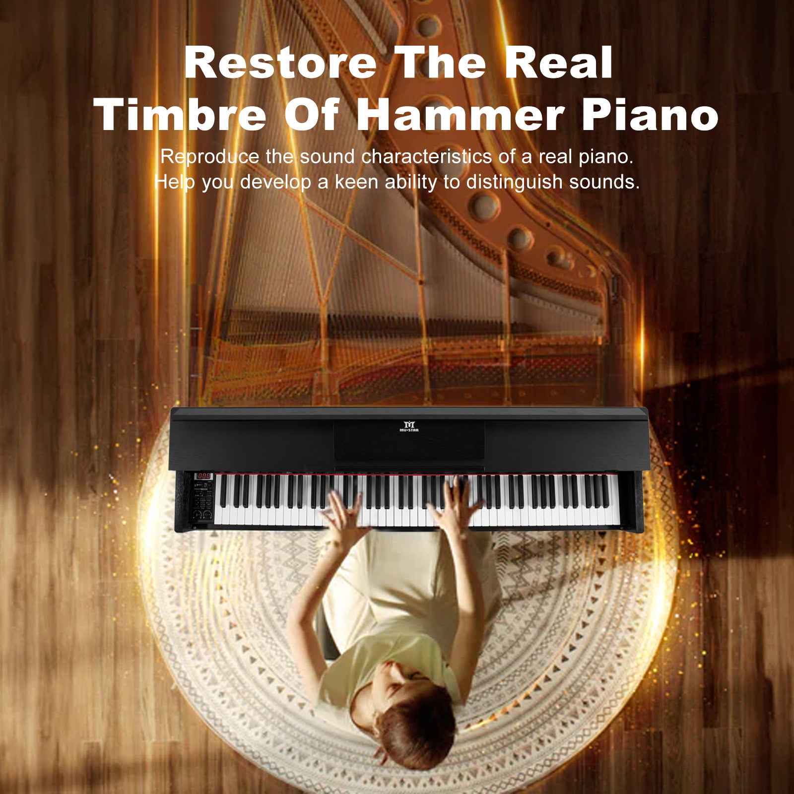 MUSTAR MDP-2700, 88 Key Weighted Wooden Upright Digital Piano, Hammer Action