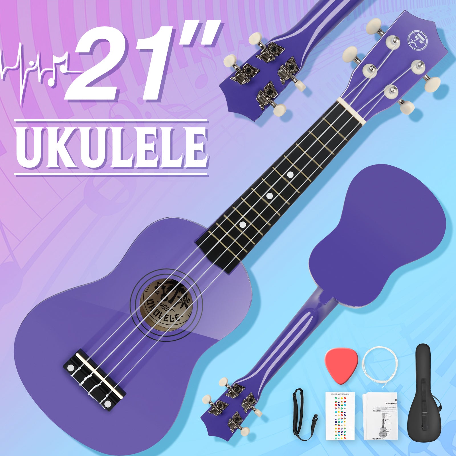 MUSTAR MU-701, 21 Inch Soprano Ukulele for Beginners Kids Purple