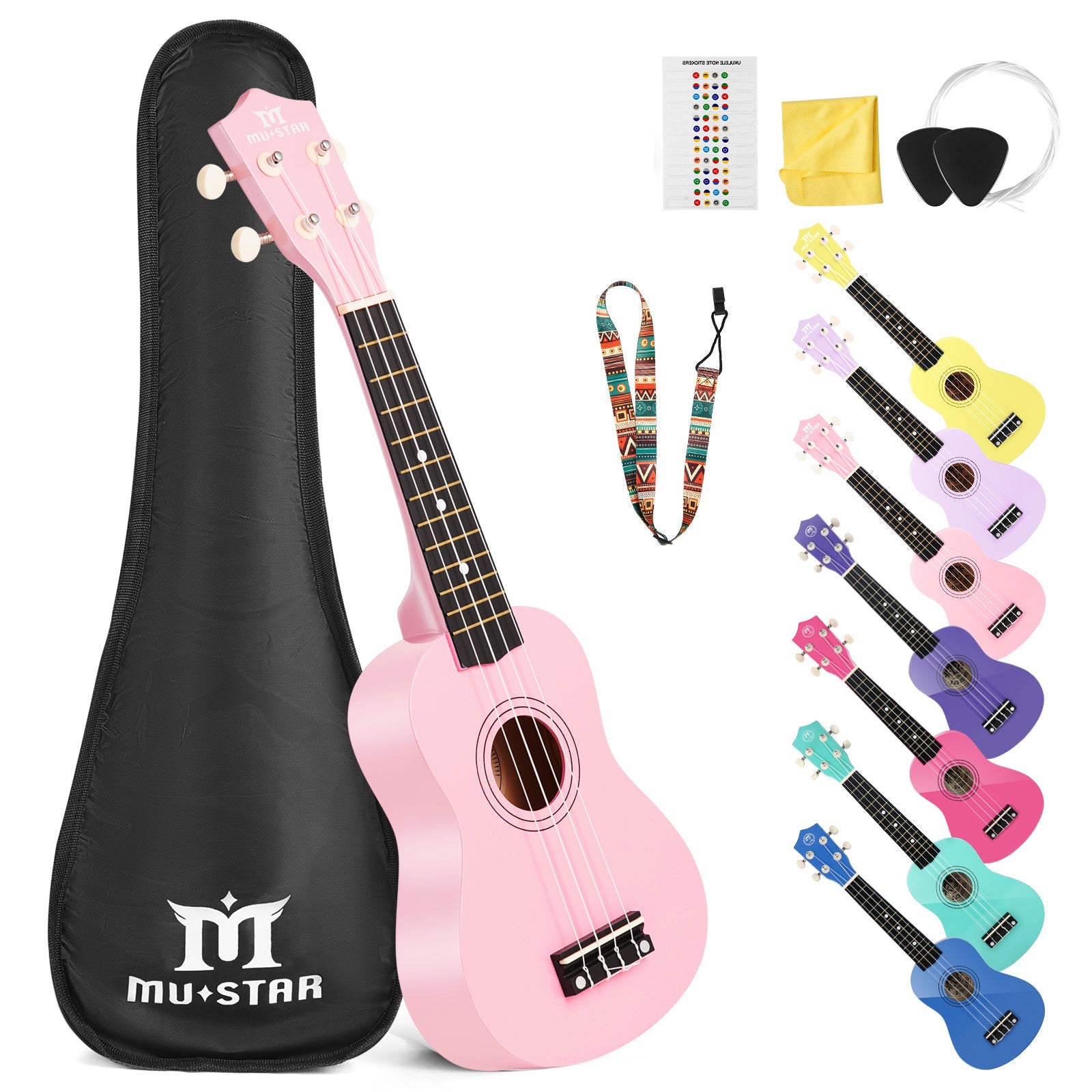 MUSTAR 21 Inch Soprano Ukulele for Beginners Kids Birthday Holiday Gifts
