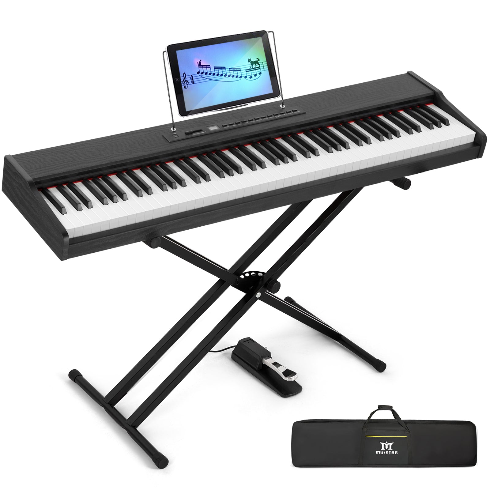 MUSTAR MEP-900, Digital Piano 88 Keys Electronic Keyboards, Semi Weighted Electric Piano, Bluetooth Connection, Sustain Pedal, Black