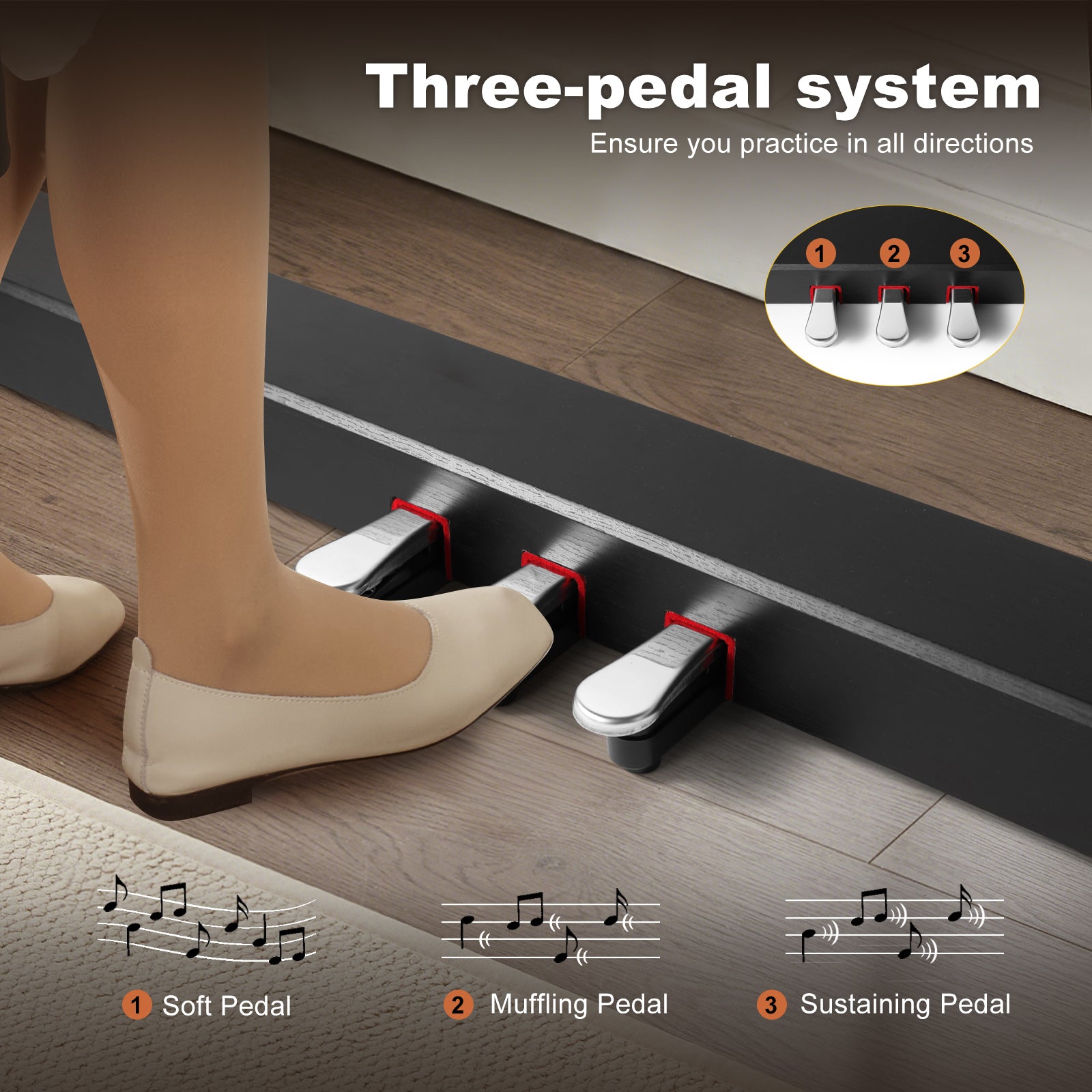 MUSTAR MDP-2700, 88 Key Weighted Wooden Upright Digital Piano, Hammer Action