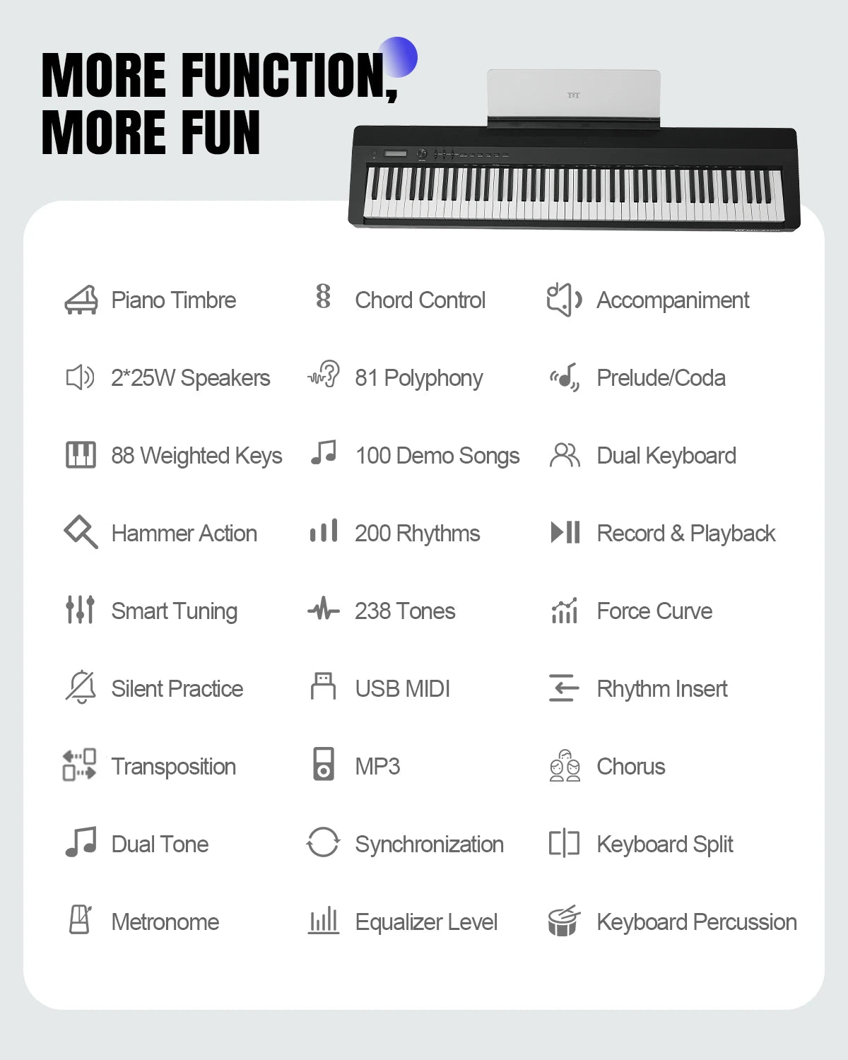 MUSTAR MDP-4100 88 Key Upright Digital Piano | Graded Hammer Action