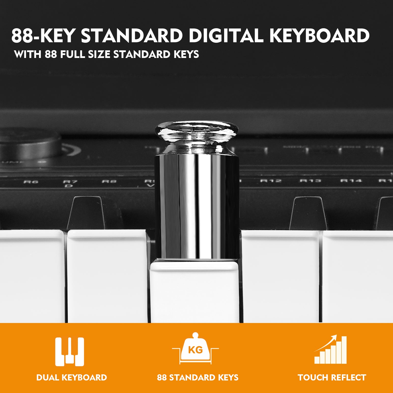MUSTAR MEP-1100, 88 keys Digital Piano, Semi Weighted Keyboard Piano, Electronic Keyboards for Beginners, Sustain Pedal, USB/MIDI/Bluetooth, ABS, 128 Rhythms, 2 built-in 25W Stereo Speakers, Black