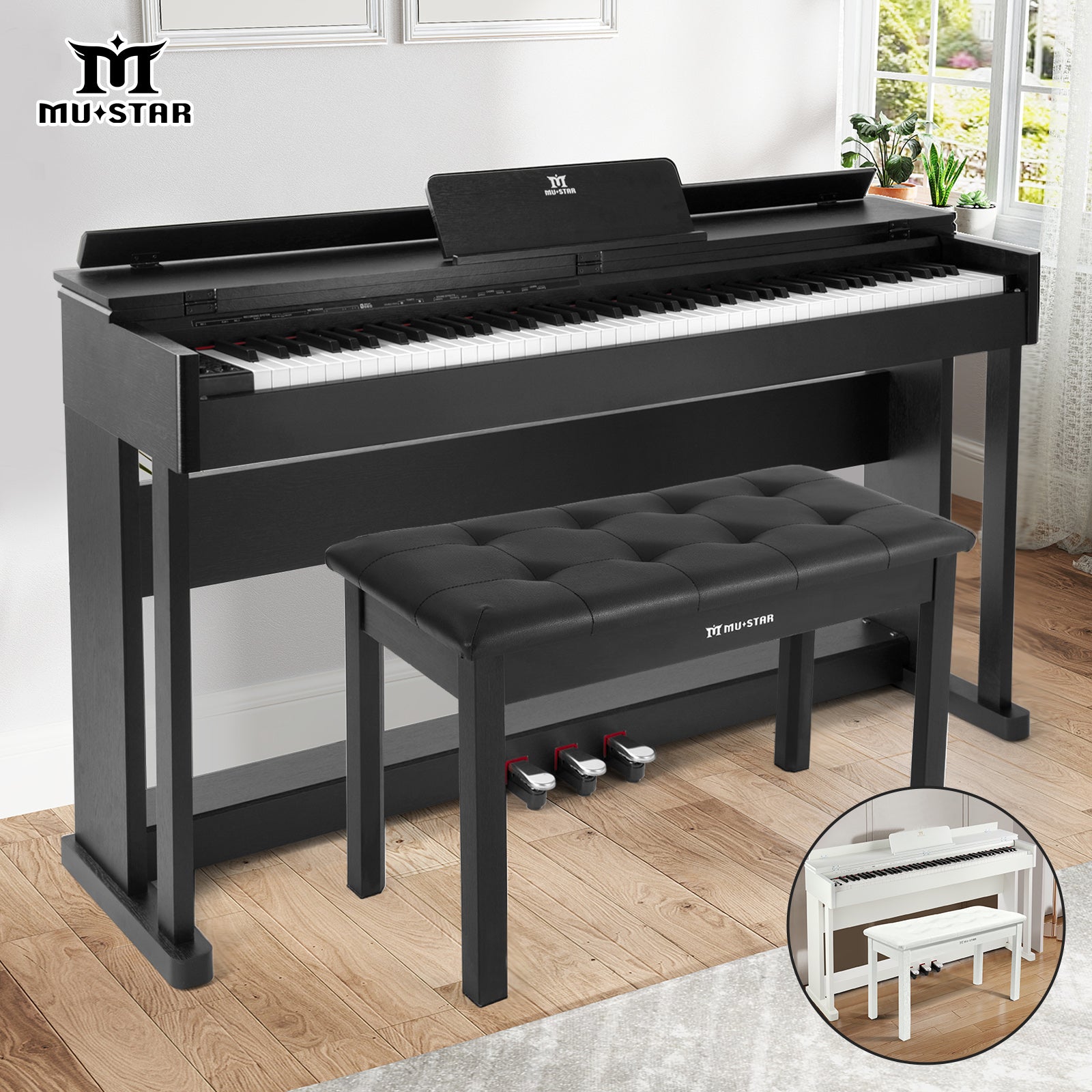 MUSTAR MDP-2700, 88 Key Weighted Wooden Upright Digital Piano, Hammer Action